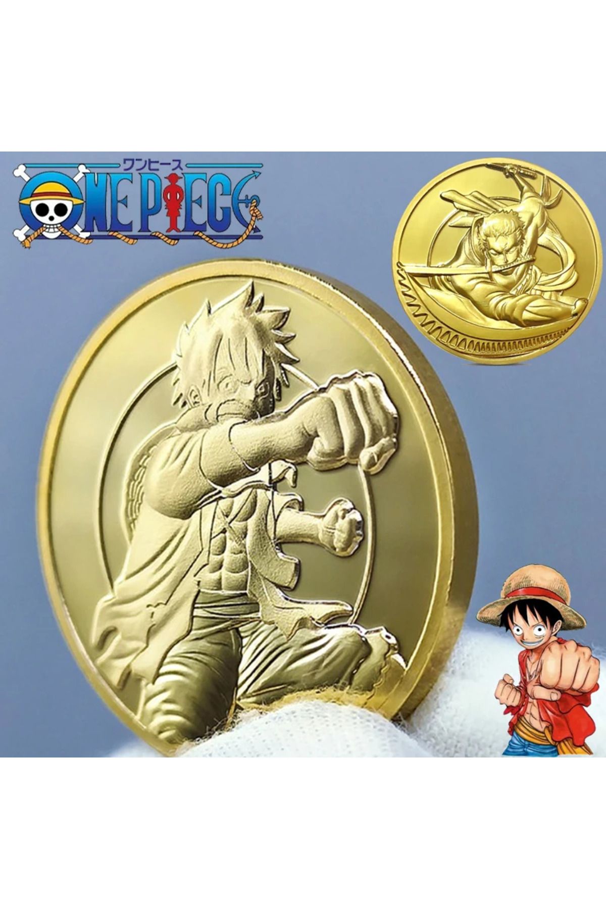 Choice-Gold Coins One Piece Anime Luffy Commemorative Coin Anime Roronoa Zoro Souvenir Art Collection Gi... 2
