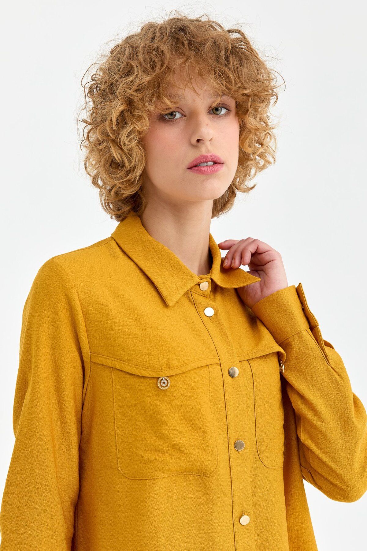 Esswaap-Mustard Tunic - Pocket and Accessory Detailed 4