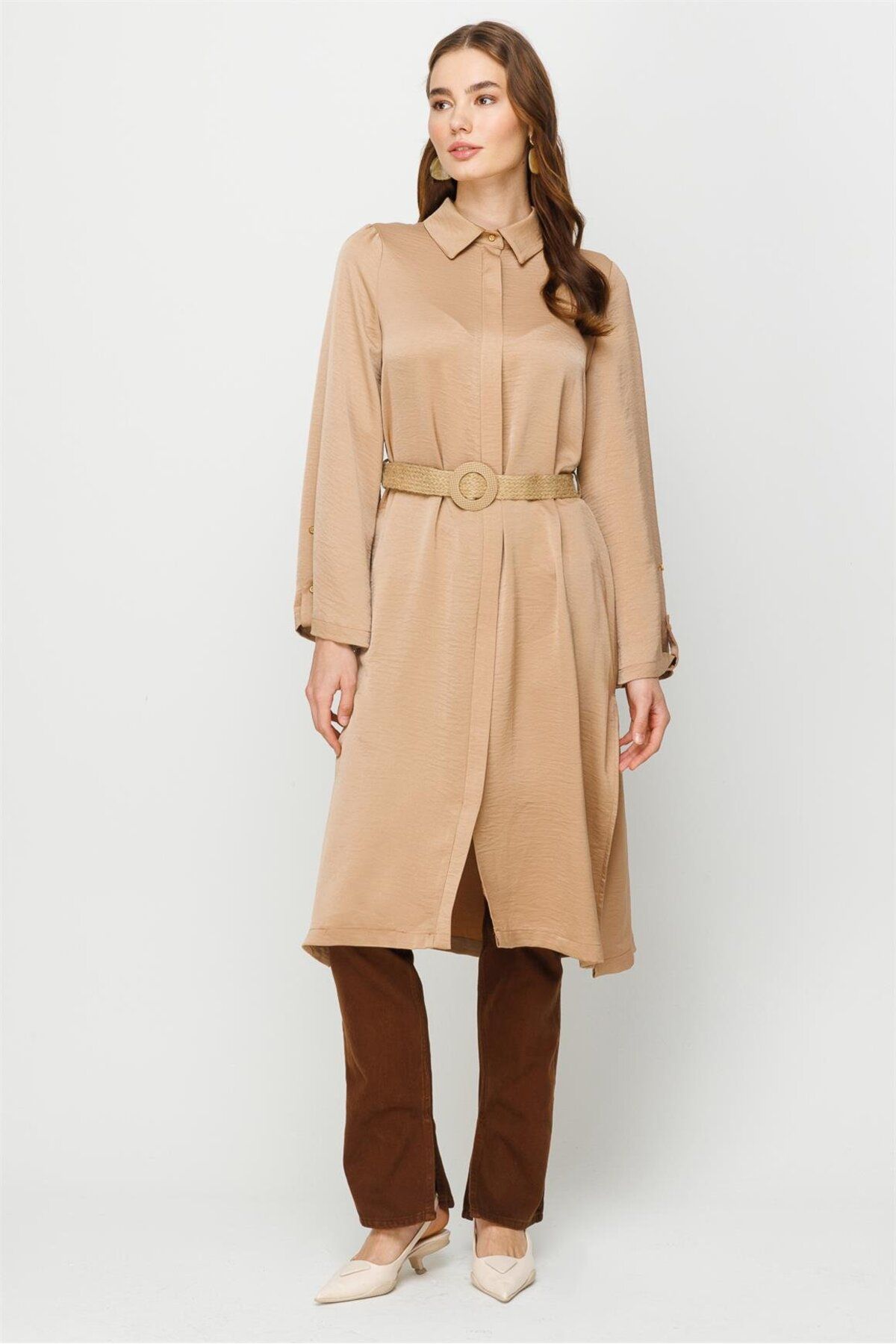 Esswaap-Zipper Closure Mesh Belted Rescue Tunic Mink 3