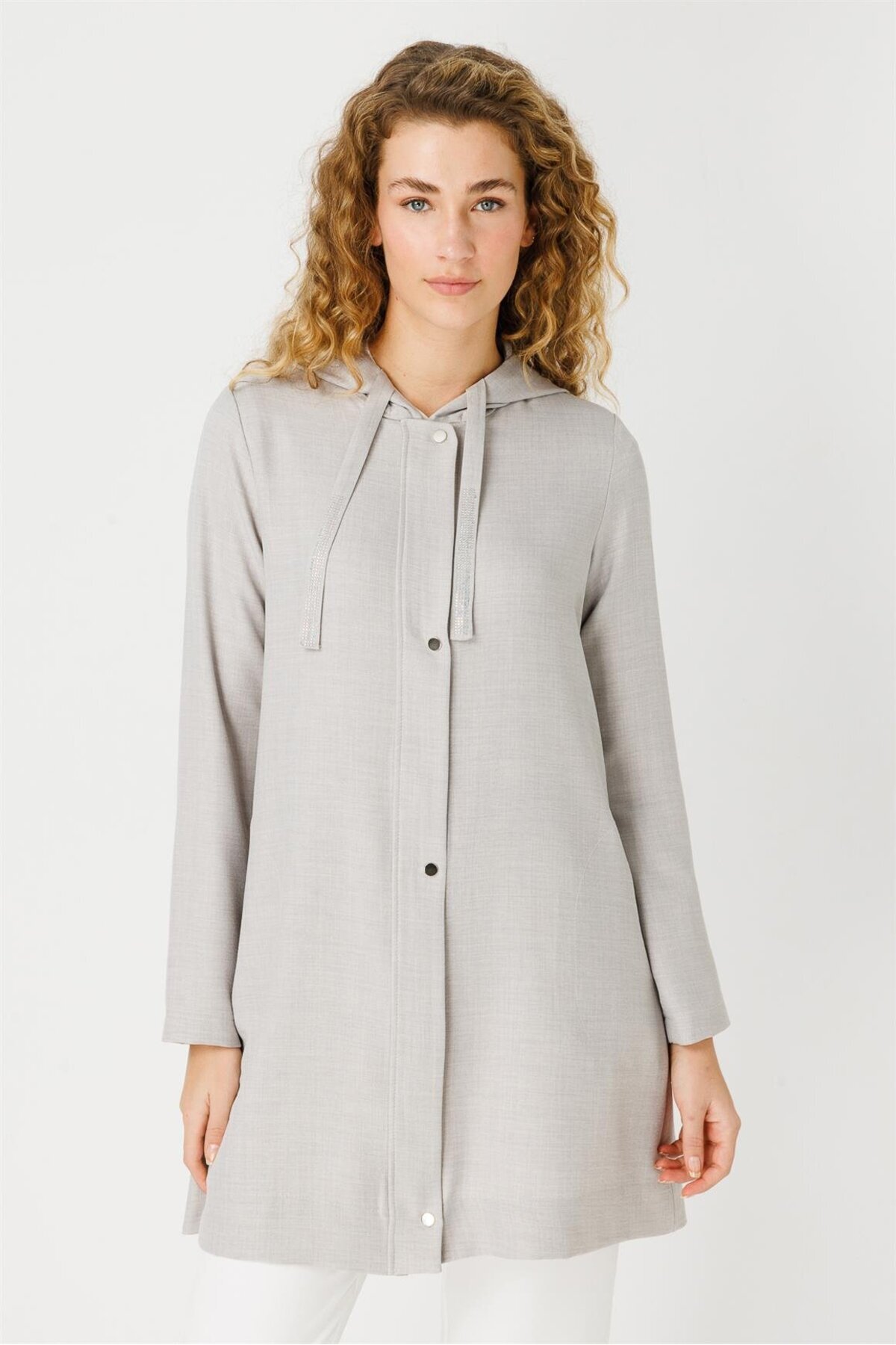 Esswaap-Gray Tunic - Mesh Detailed and Hooded 5