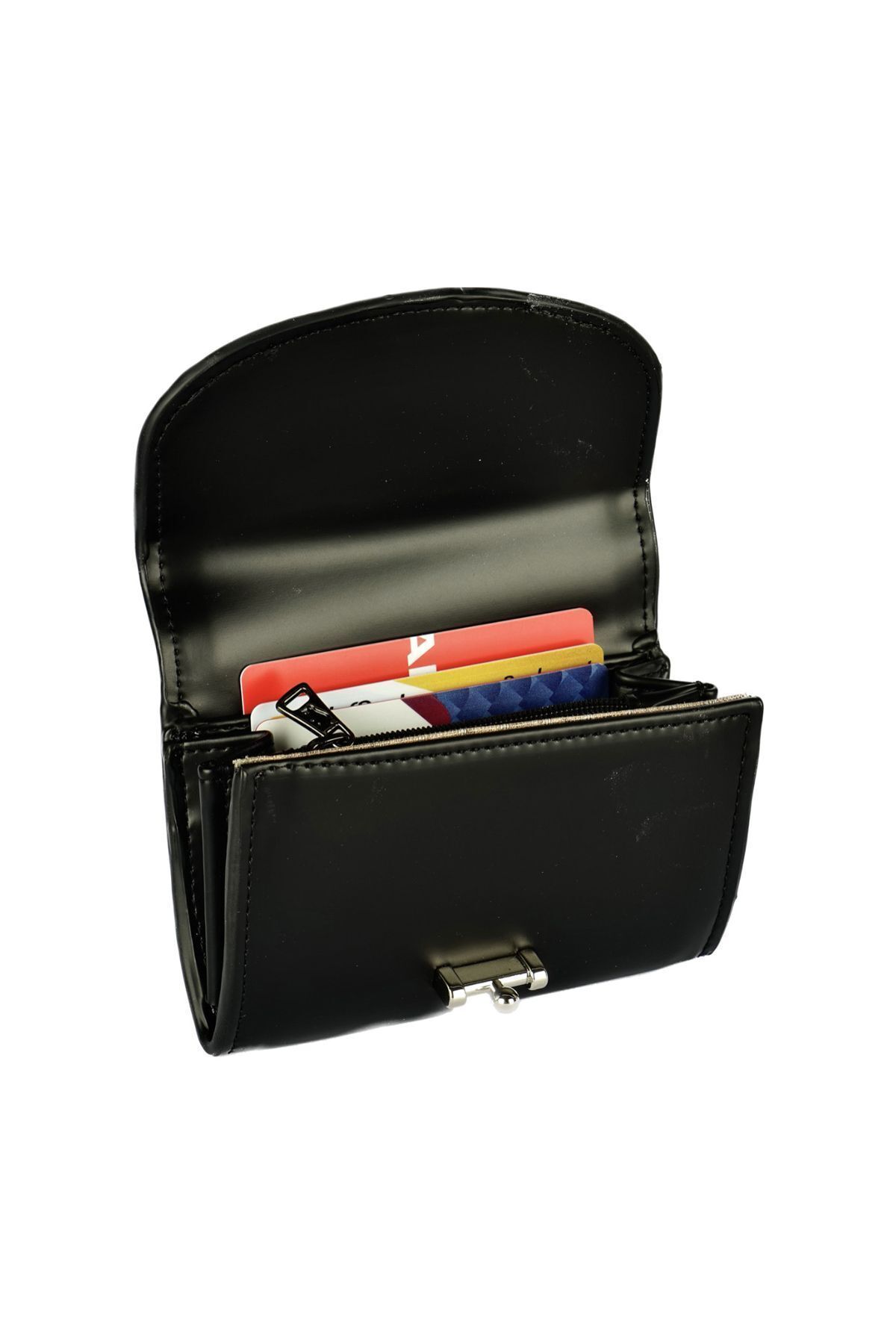 CüzCan-Ultra Luxury Black Leather Polite - Small Women's Wallet with Buckle Detail 3