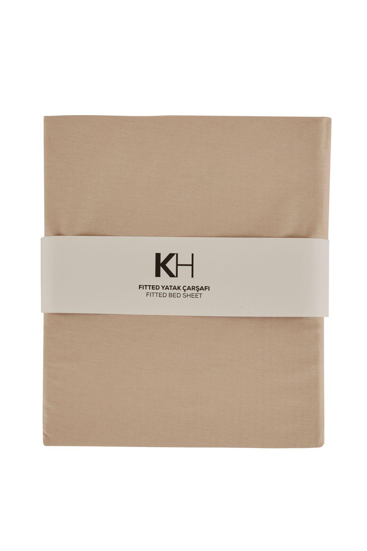 Karaca Home-Cearşaf de pat elastic de bază 100% bumbac de culoare bej 3