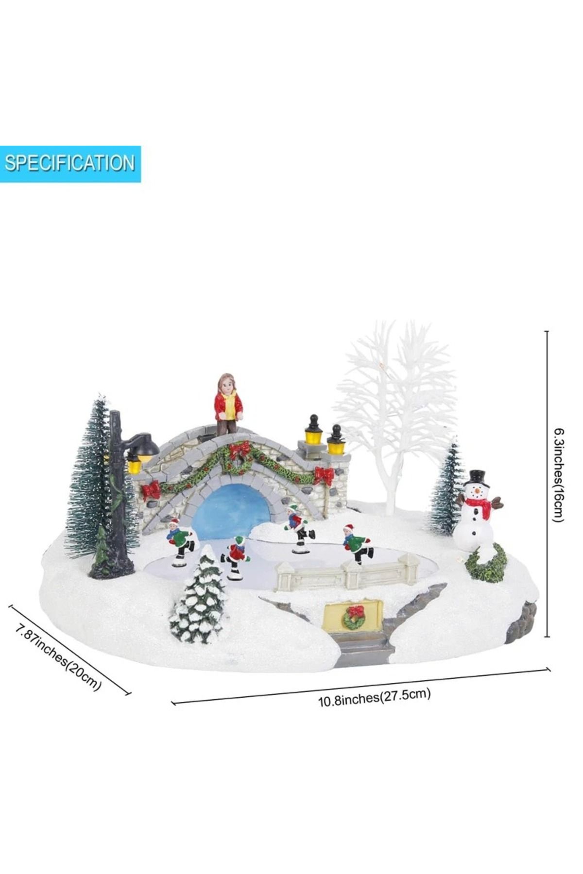 Choice-Animated Christmas Village Skating Scene Collection Building Figurines Lights Ice Skating Rink De... 1