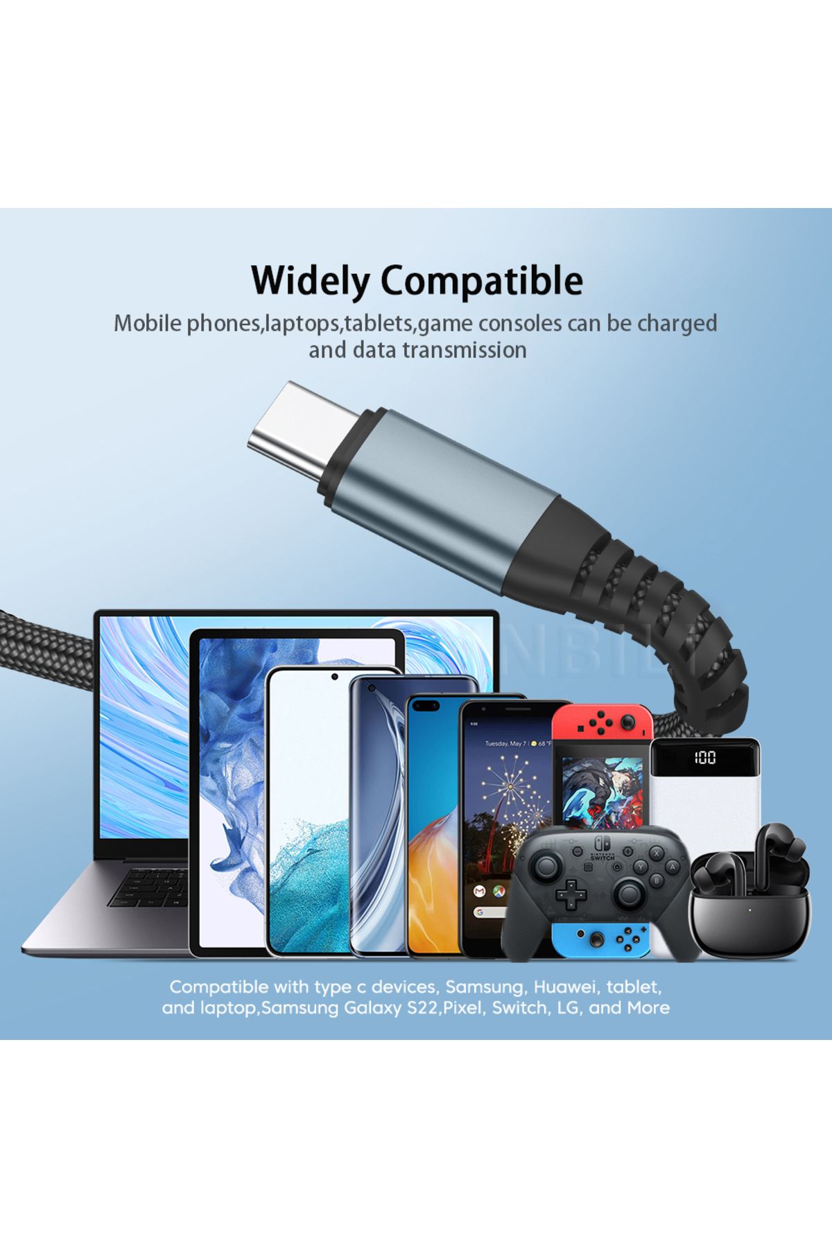 Choice-100W USB C To USB Type C Cable USBC PD Fast Charging Charger Cord USB-C 5A TypeC Cable 1M 2M For ... 7