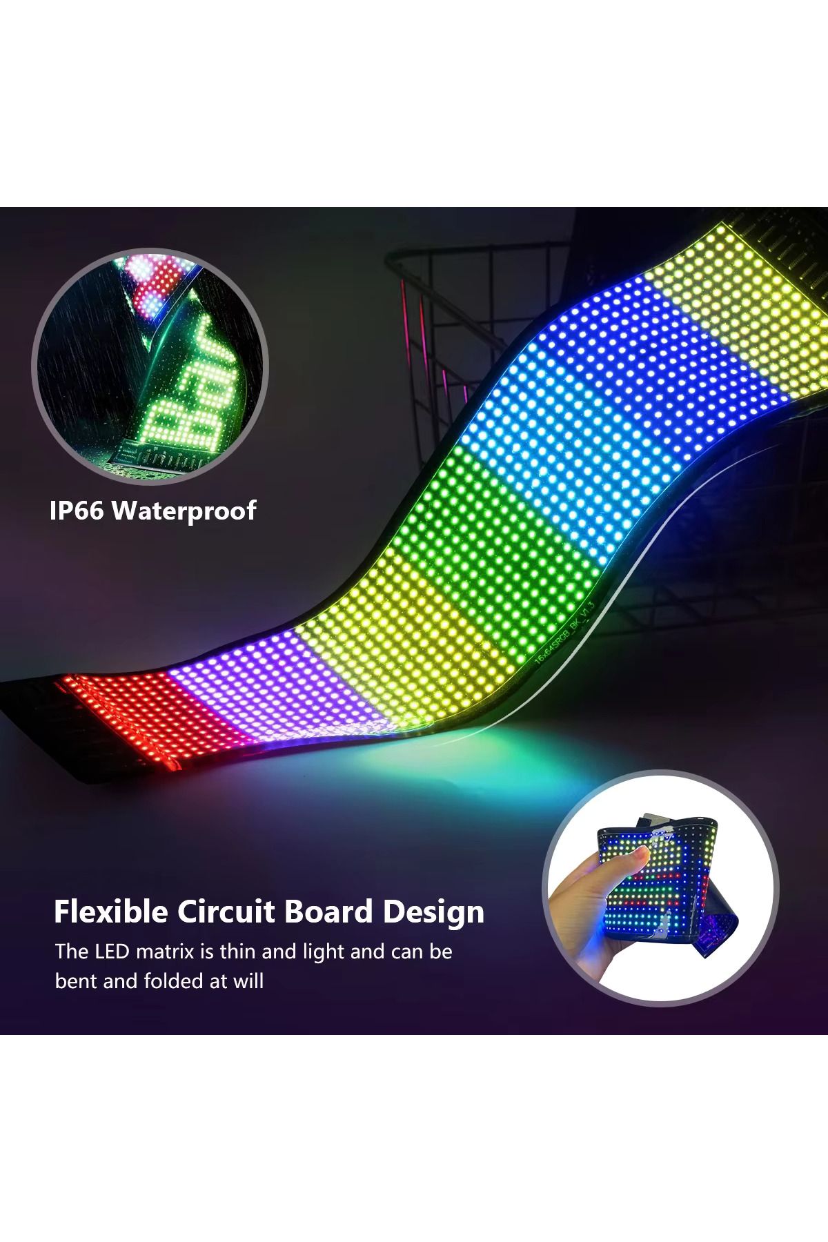 Yeelock-5V USB Smart Led Matrix Pixel - Swipe & Advertising Effect 7X17Cm 6