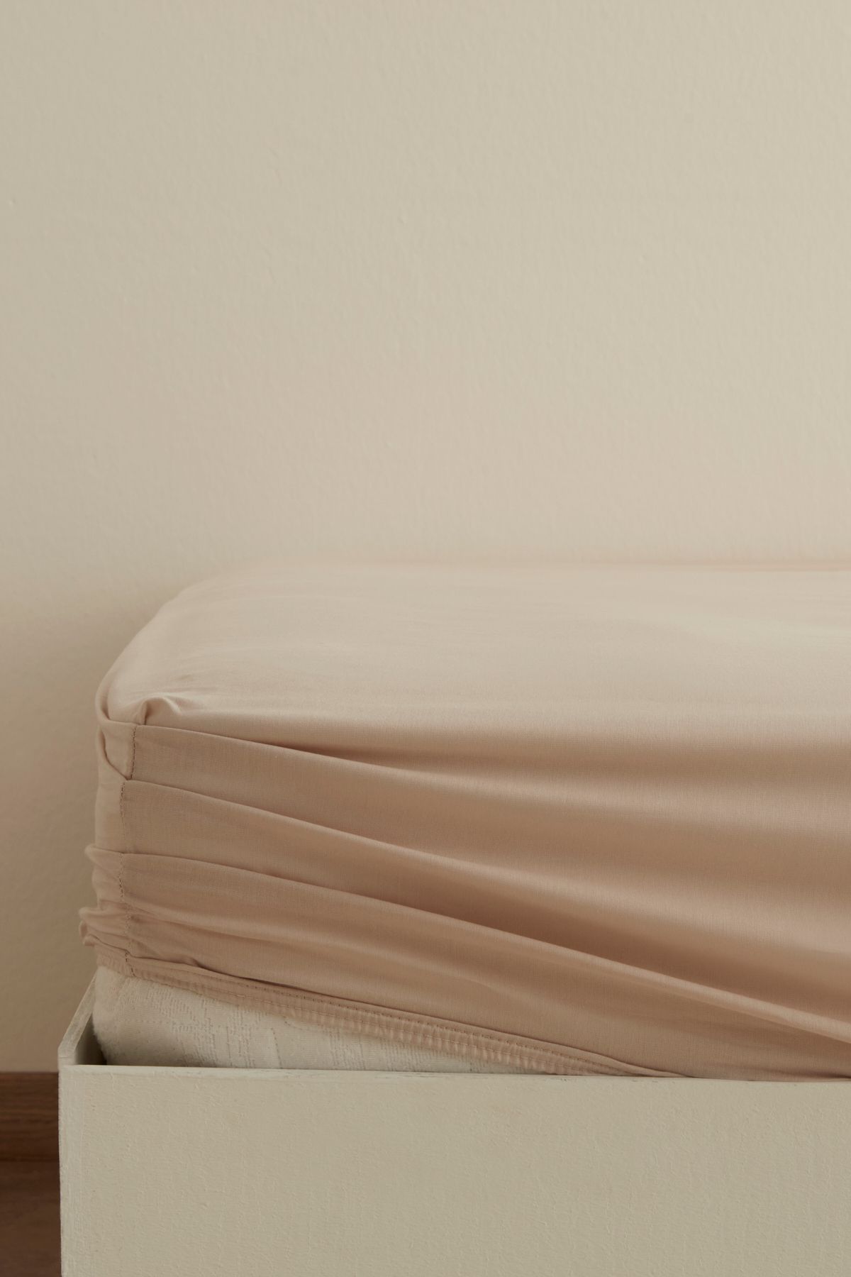 Karaca Home-Cearşaf de pat elastic de bază 100% bumbac de culoare bej 1