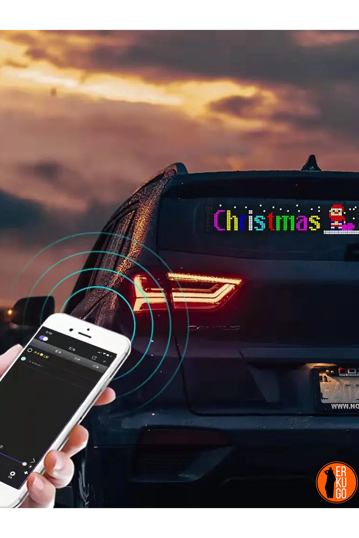 ERKUGO-Programmable Car LED Screen - Phone App, Remote Control, Floating Lettering Emoji 8