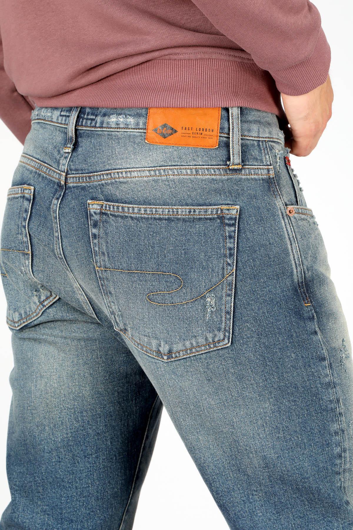 Lee Cooper  Normal Bel Slim Tapered Erkek Denim Pantolon 251 LCM 121036 LONDON FRANCESCA BLU - Görsel 5