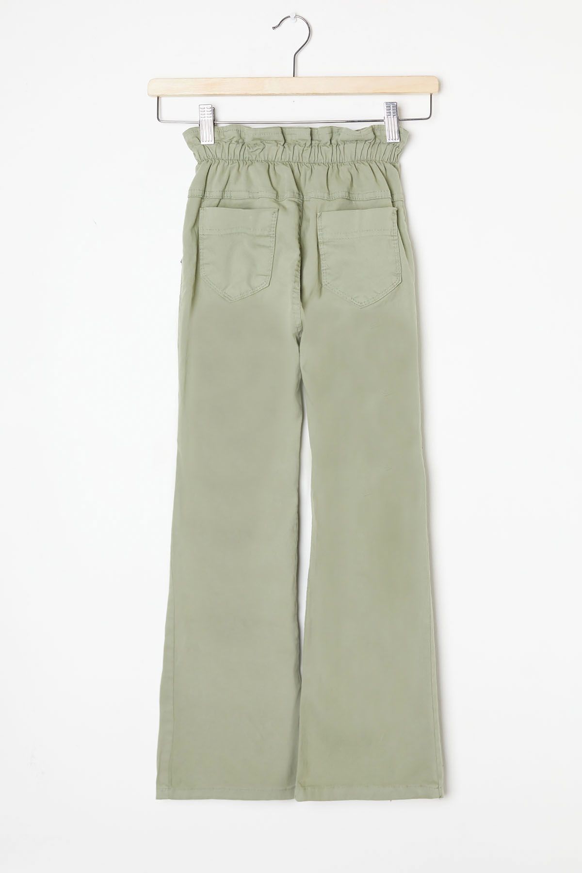 Cansın Mini-Khaki Flare Leg Elastic Waist Girl's Trousers 16234 4