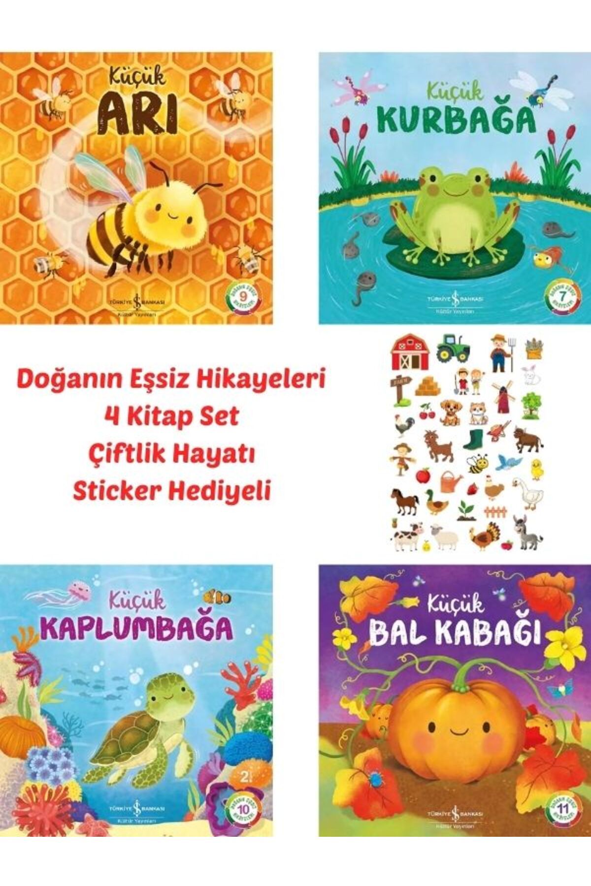 Öğrence Gezegeni Sticker Hediyeli, İş Kültür Doğanın Eşsiz Hikayeleri 4 Kitap - Arı, Balkabağı,Kurbağa,Kaplumbağa