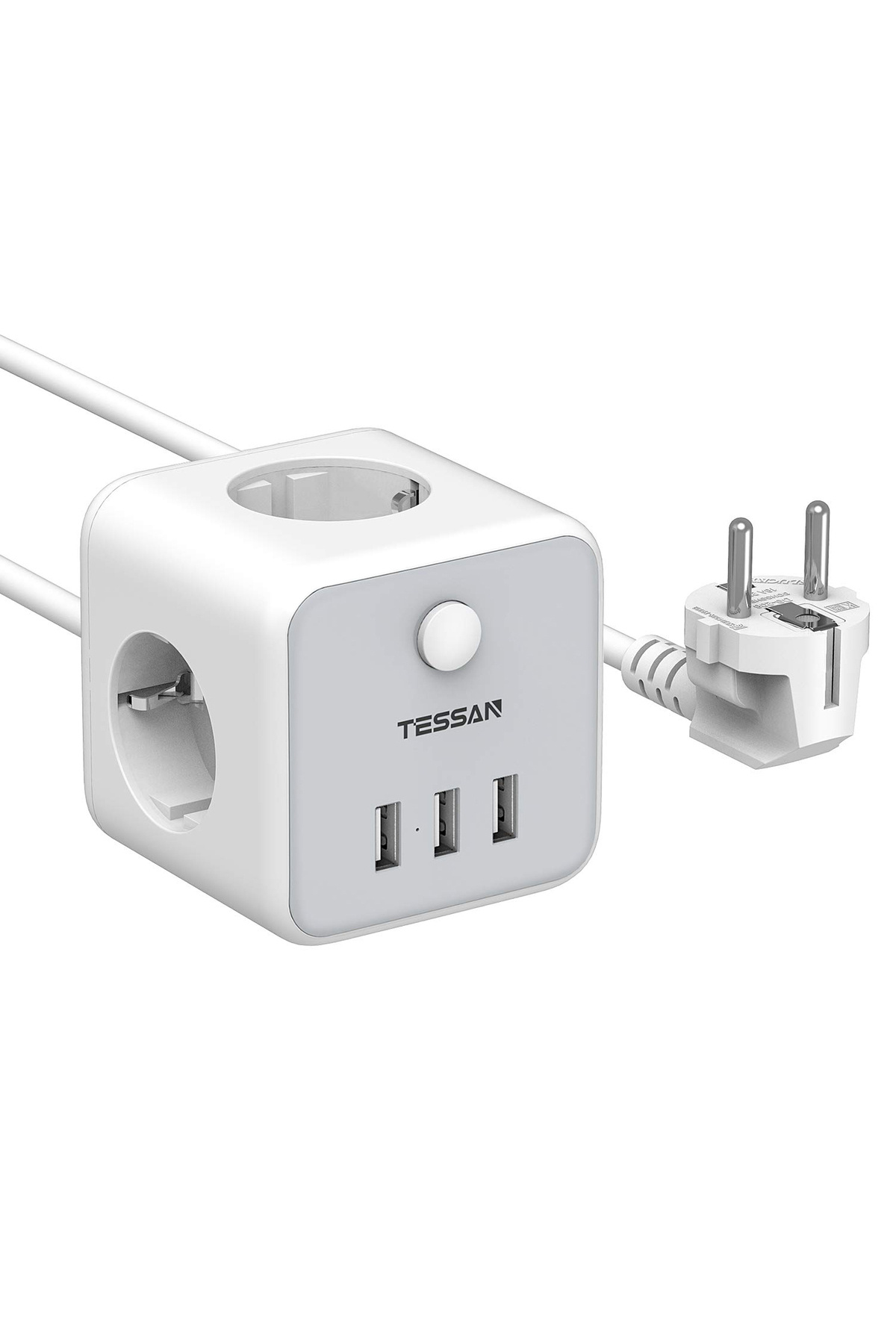 Choice-TESSAN EU Plug Power Strip Cube with 3 Outlets 3 USB Ports 1.5M Extension Cable Multi Socket Powe... 1