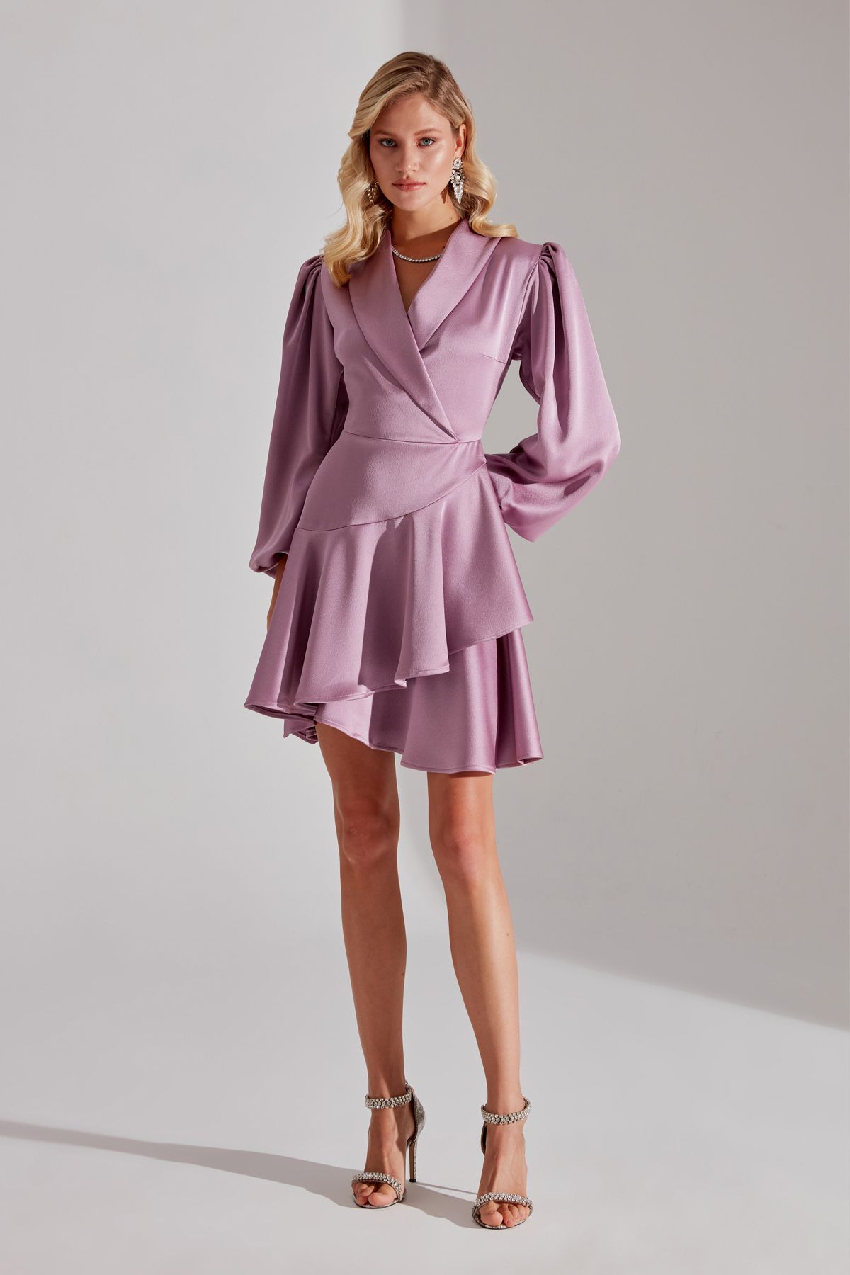 BETTY & SAM-HANNAH - Dark Lilac Flounce Engagement Dress 2