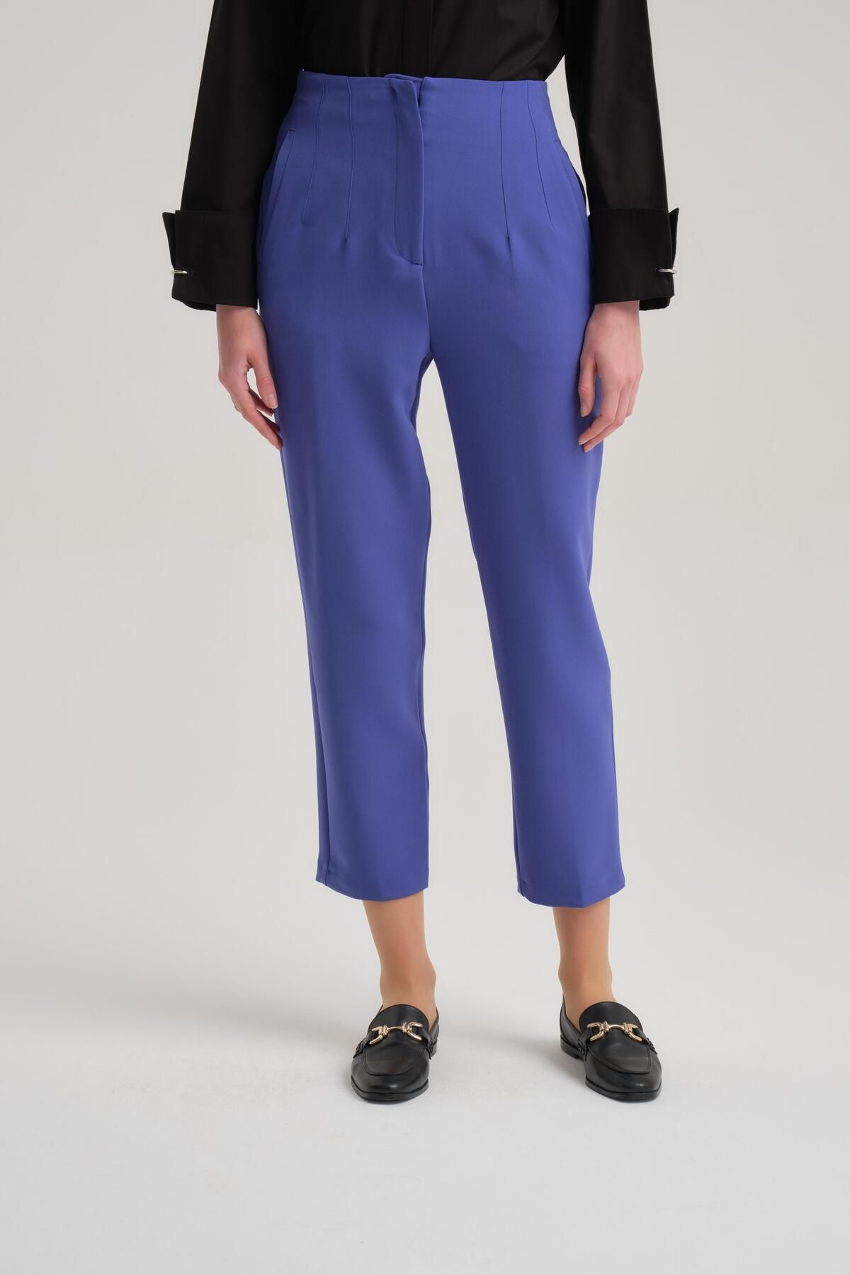 Armine-High Waist Purple Blue Carrot Trousers - Ort2518 4