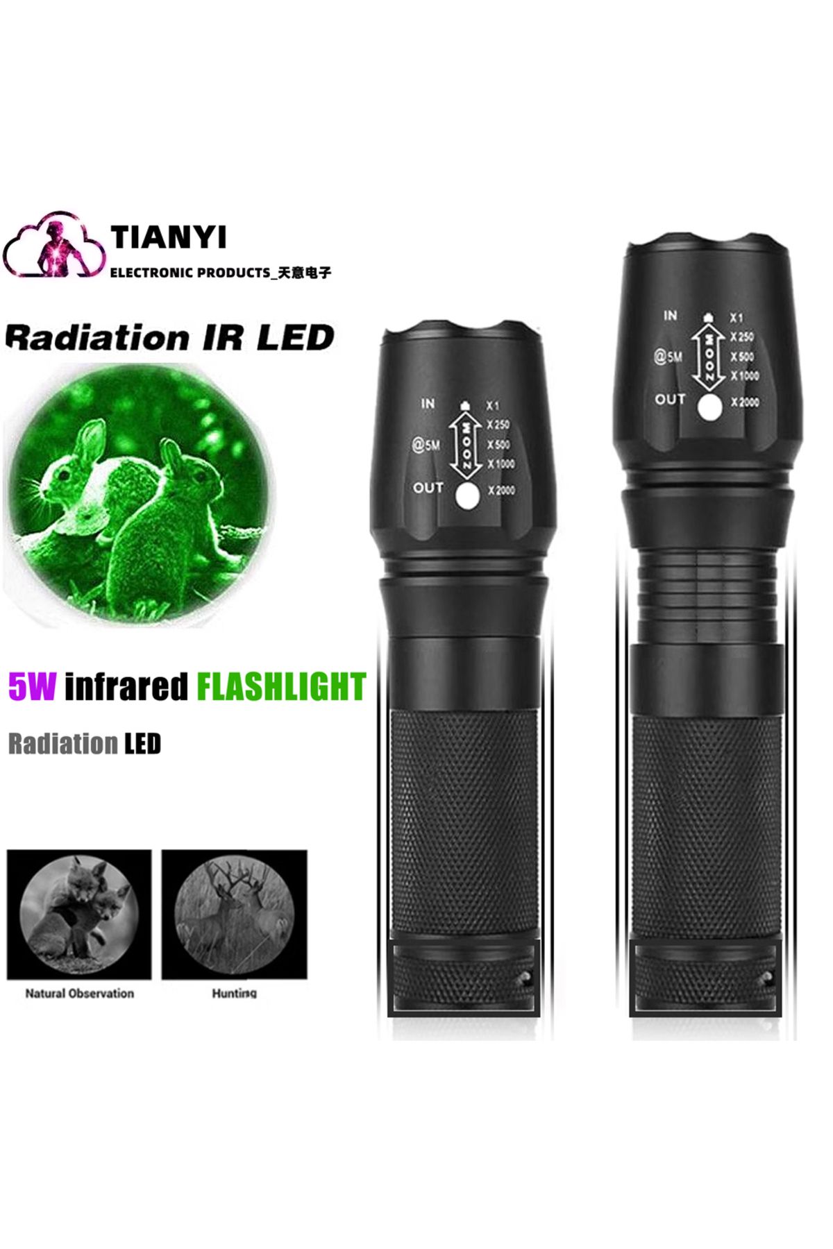 Activefire-IR LED Illuminator LED Zoomable 940nm 850nm Infrared Flashlight Night Vision Device for Hunting, ... 2