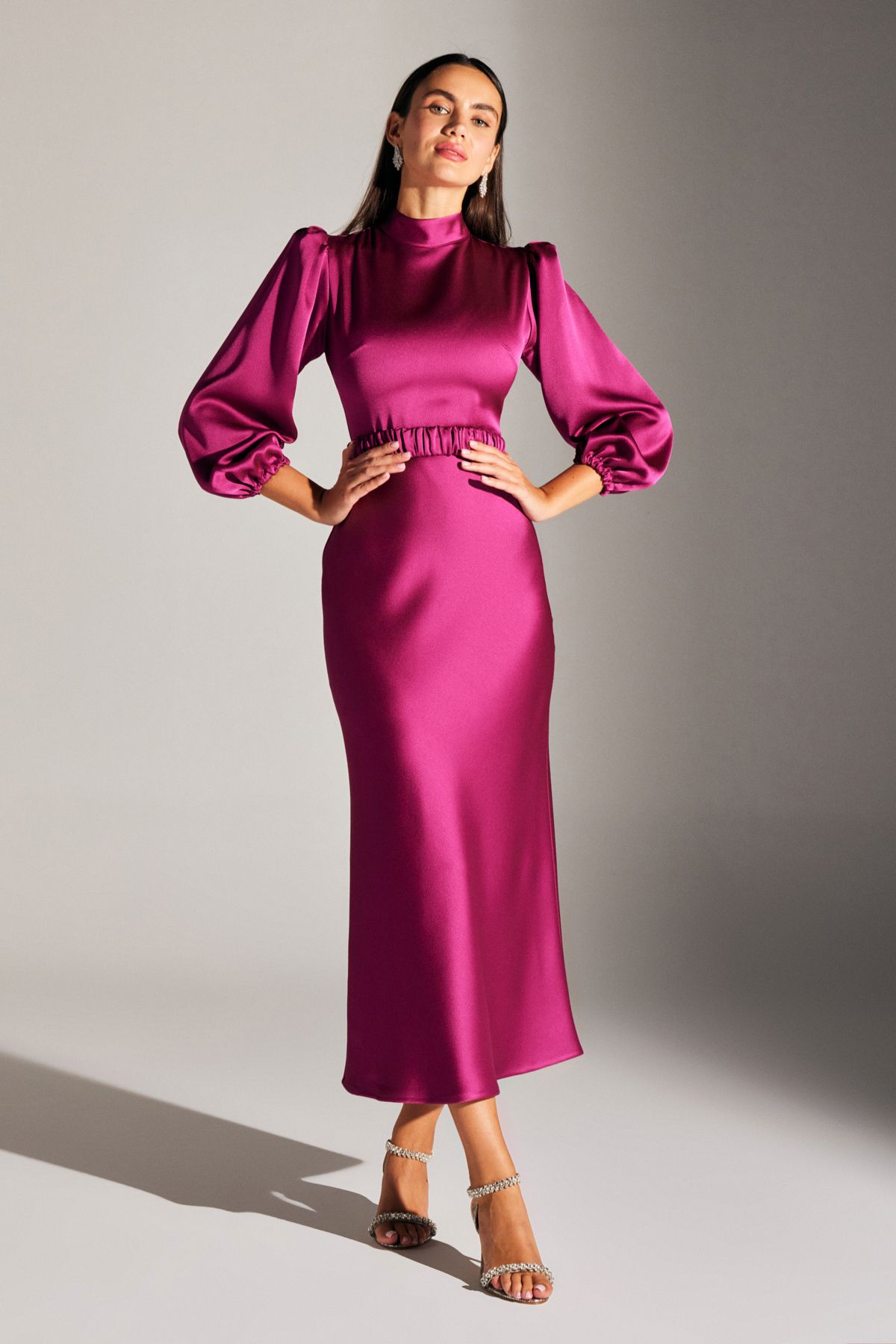 BETTY & SAM-BERTHE MAD COLLAR Fuchsia DRESS 1