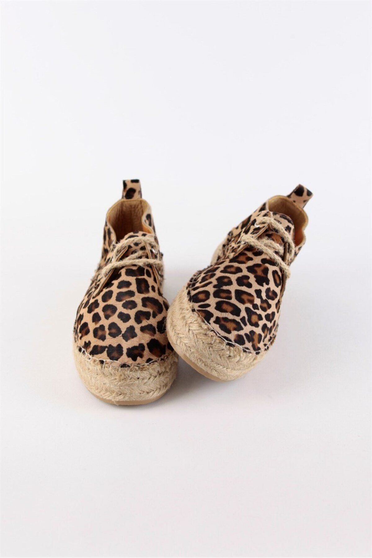 NILUFARR-Carmen Leopard Patterned Genuine Leather Women's Espadrille Shoes 6