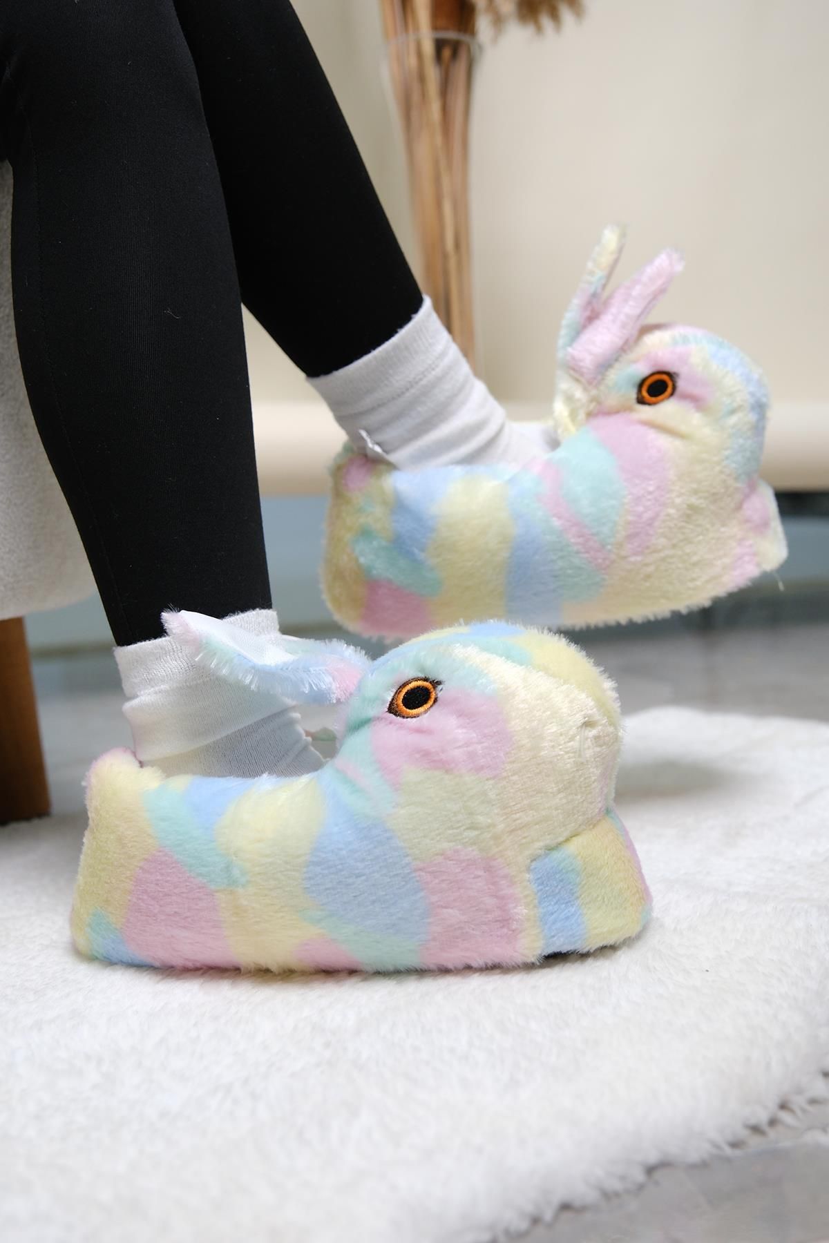 Oksit-Earna Rabbit Model Inflatable Plush Women's Slippers 3