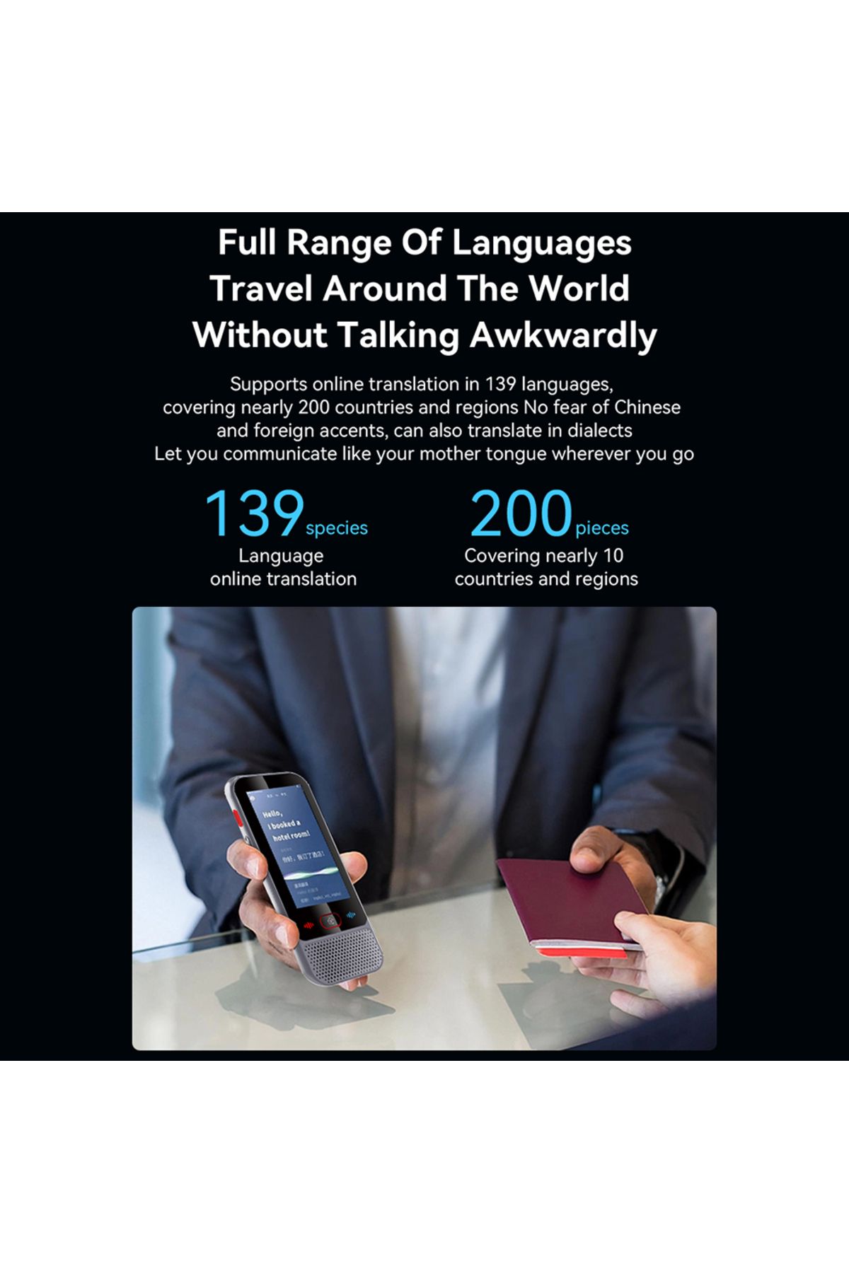 Bisofice-Language Translator Device Portable Voice Translator 139 Foreign Language Translation Device 4