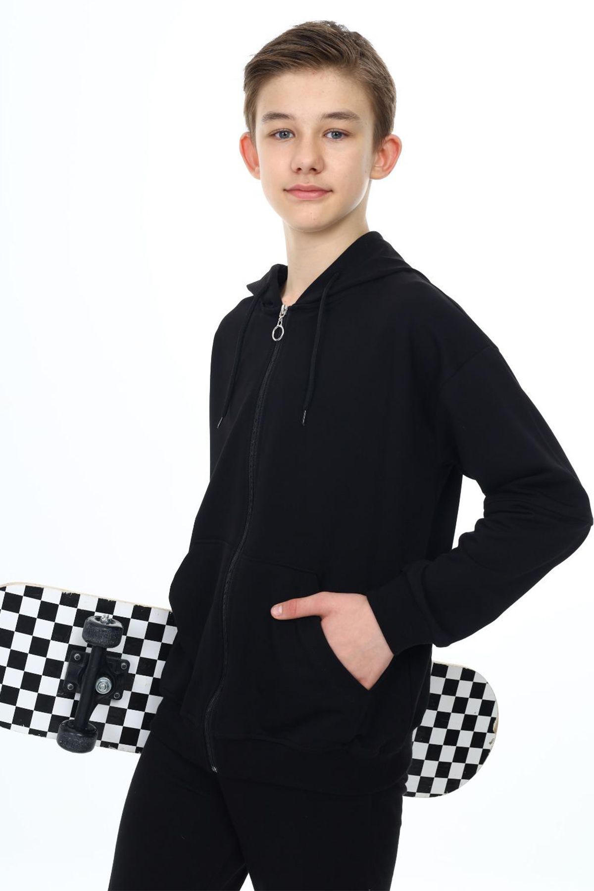 Cansın Mini-Boy's Hooded Black School Cardigan - 19206 5