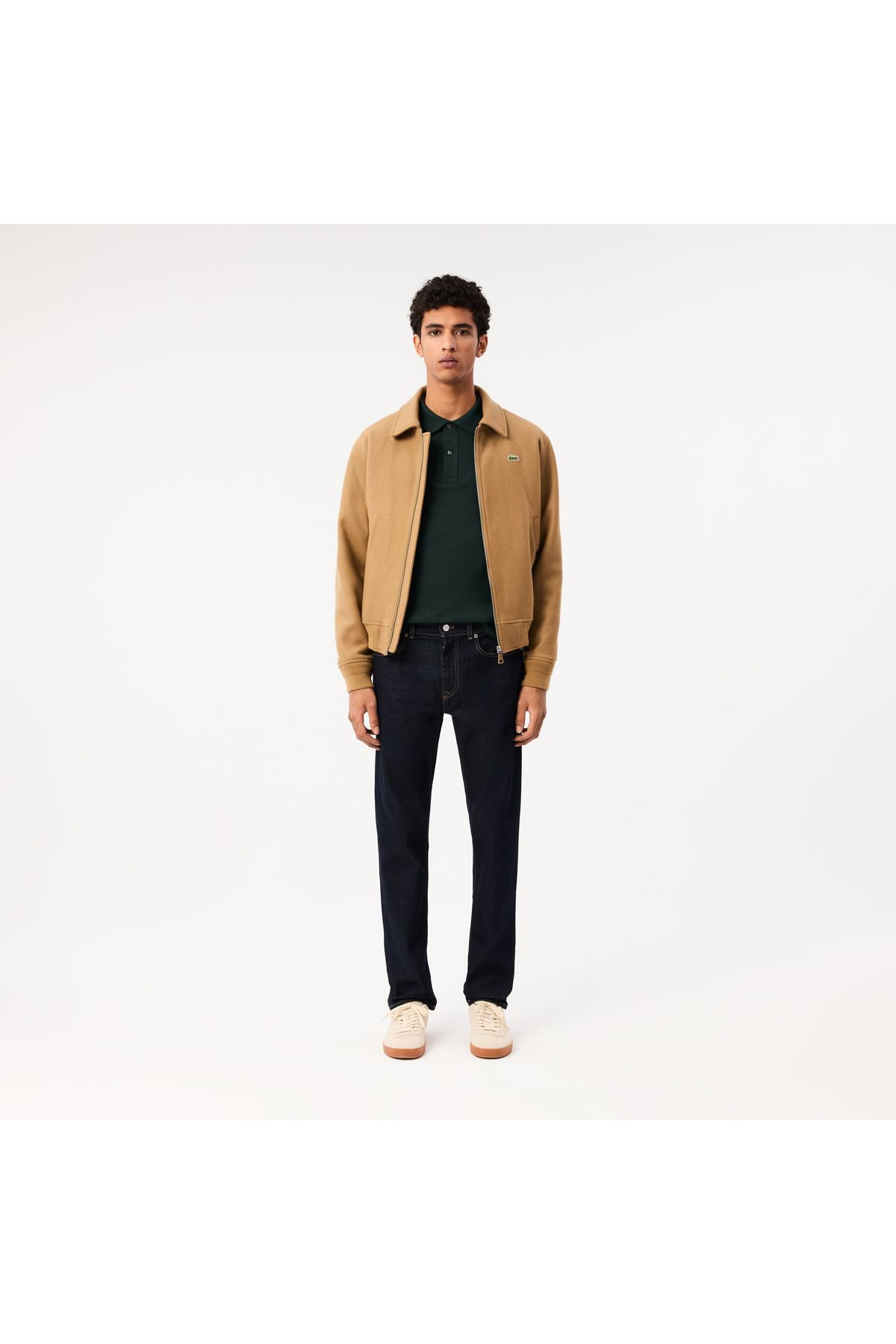 تی شرت یقه پولو مردانه L.12.12 باریک و چوگان سبز تیره Lacoste