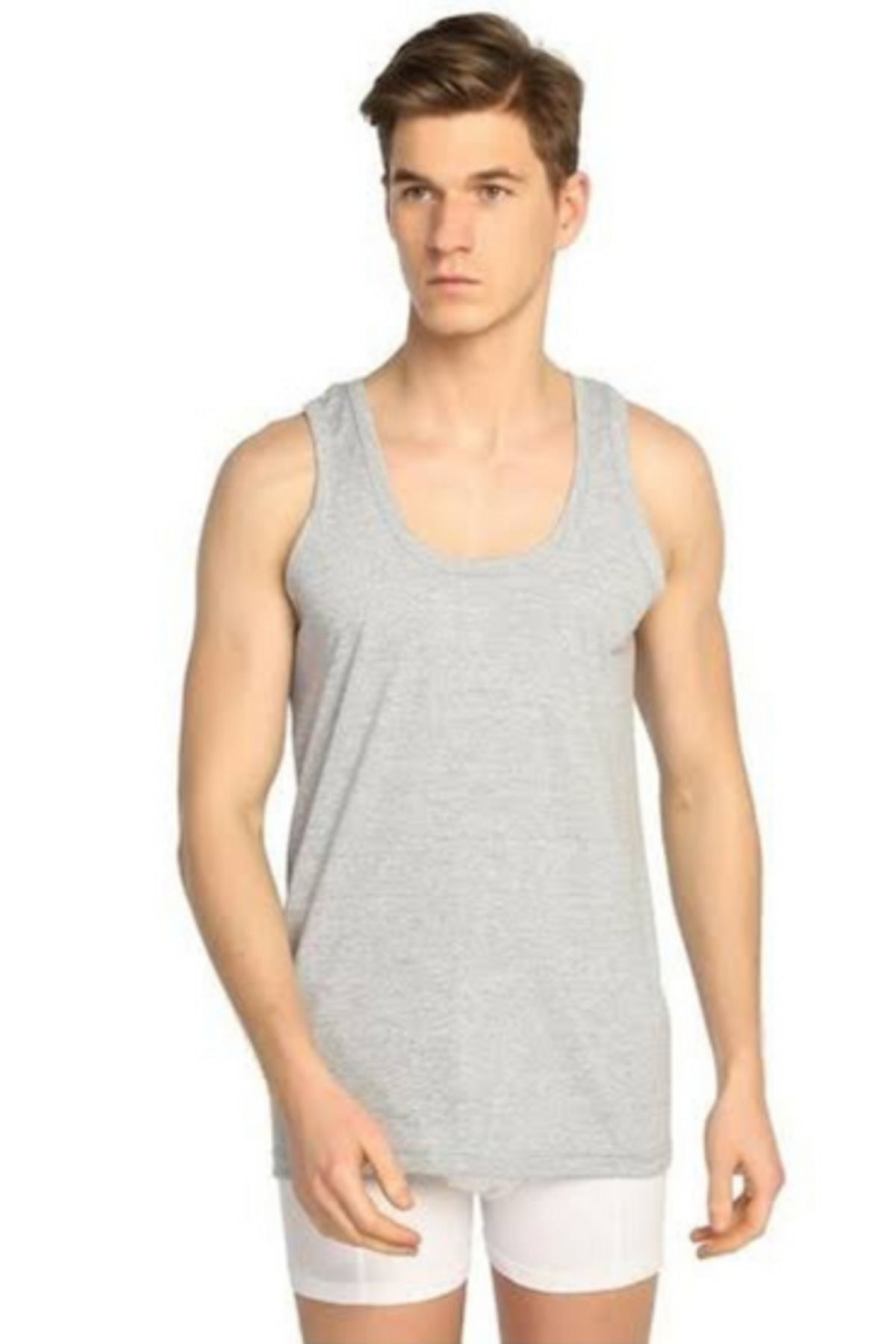 Seher Yıldız Tricou Seher 0001 Pentru Bărbați Din Bumbac Pieptănat Gri - Pachet De 6 Masculin - 4