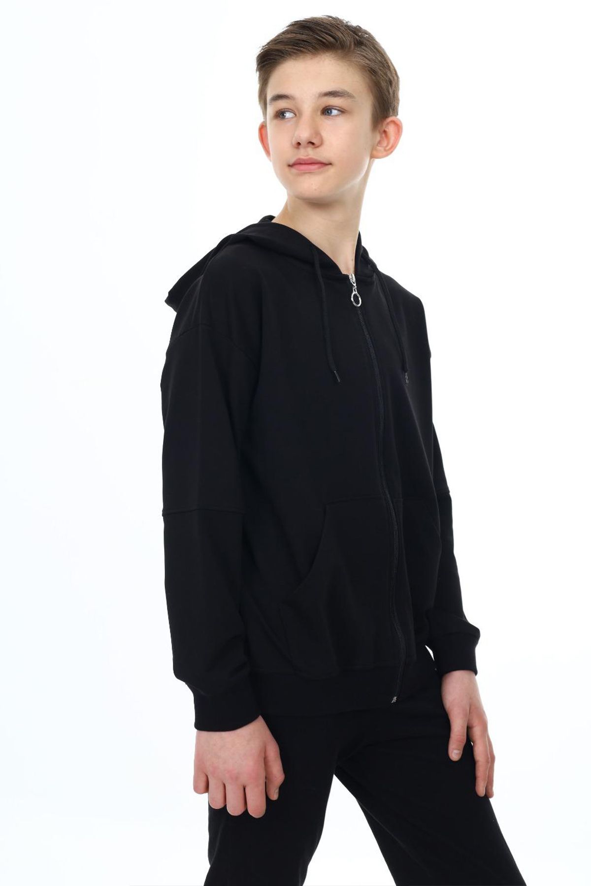 Cansın Mini-Boy's Hooded Black School Cardigan - 19206 3