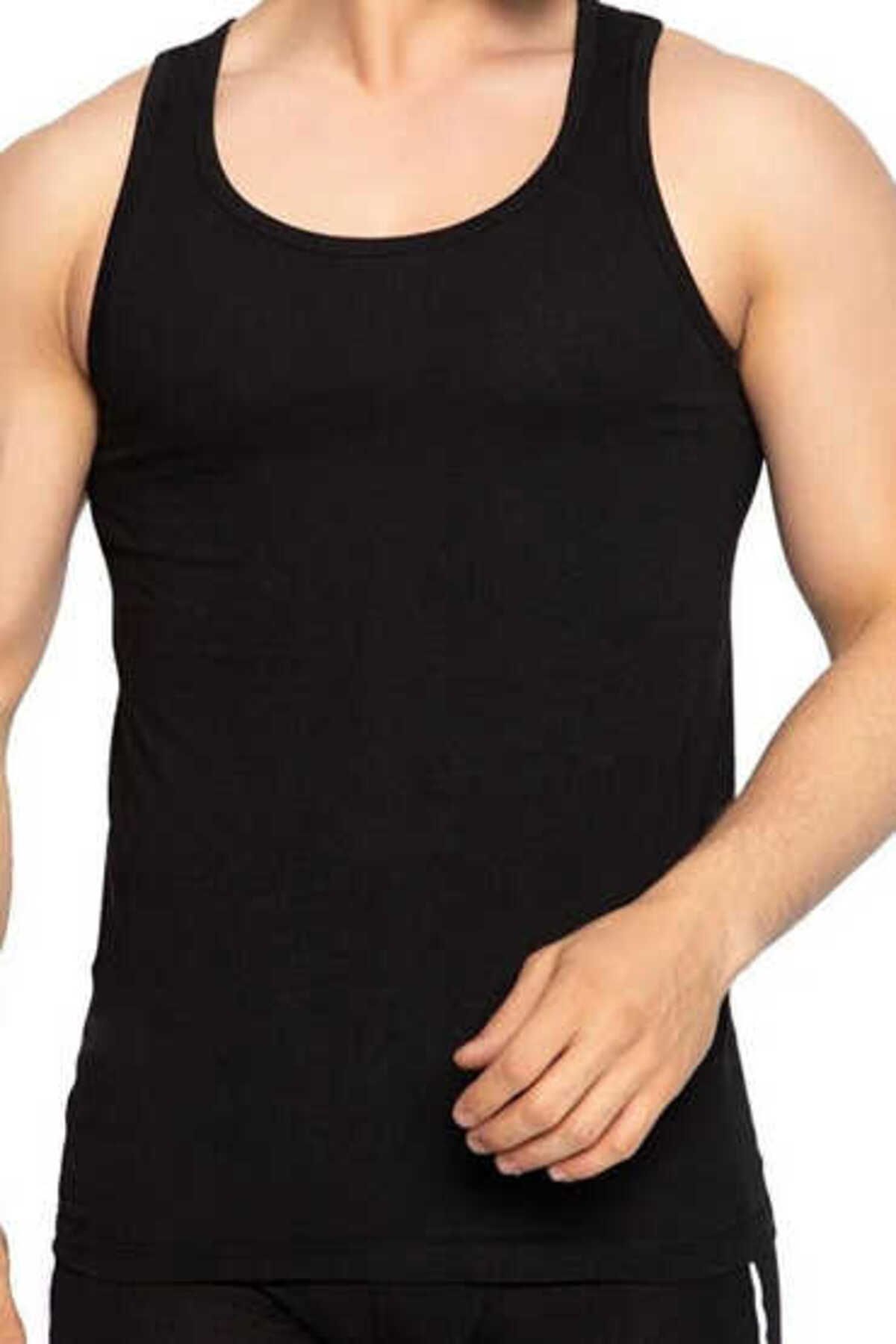 ATİLLA-Atilla 6 Pack Black Men's Combed Cotton Tank Top 1