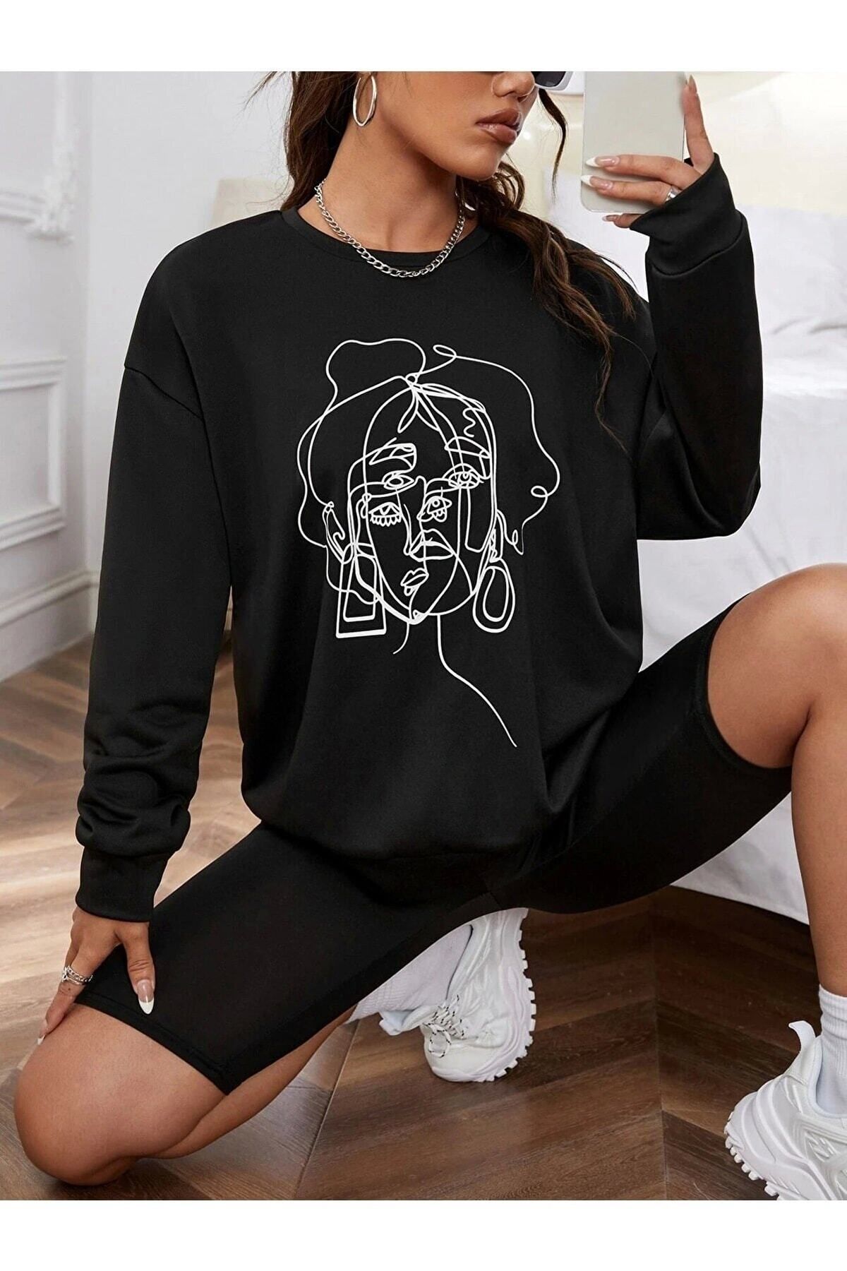 M&A ONE PİECE Siyah Oversize Figure Sweatshirt