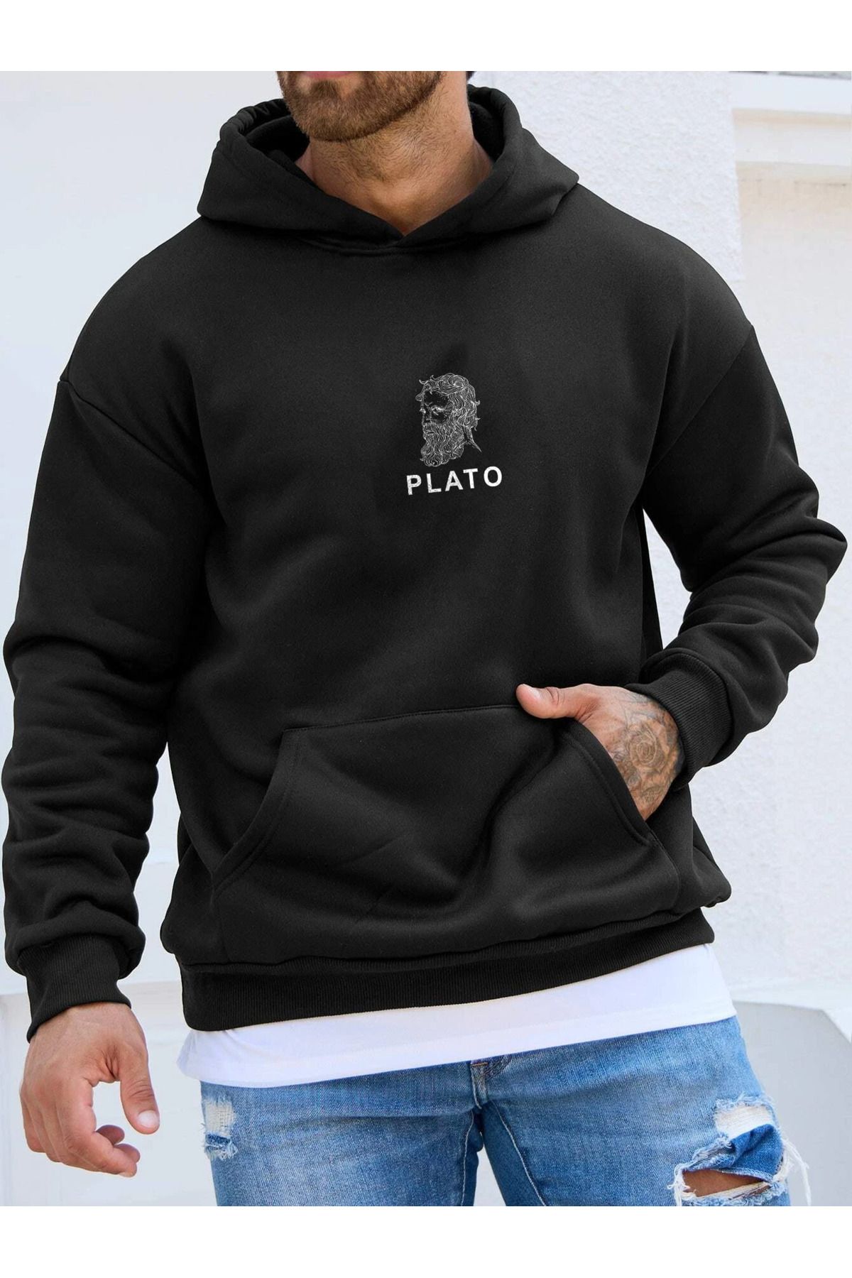 M&A ONE PİECE Plato Baskılı Kapüşolnu Sweatshirt Hoodie