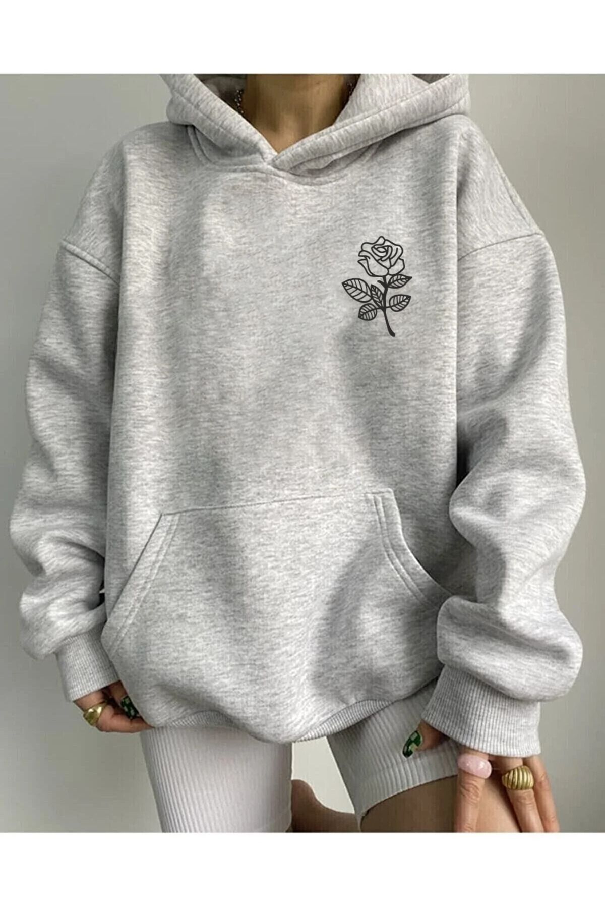 M&A ONE PİECE Gül baskılı kapüşönlü Sweatshirt