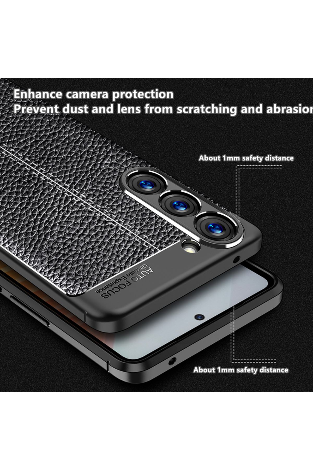 Fibaks-حافظة لهاتف Galaxy S24 Plus / S25 Plus مع غطاء واقٍ من الجلد بتصميم بارز للكاميرا 3