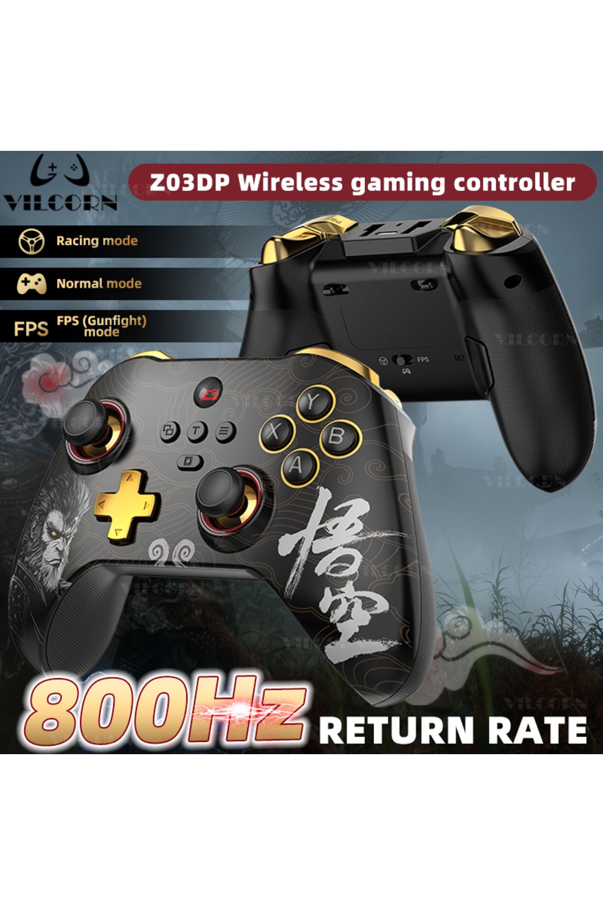 VILCORN-Z03DP Black Myth Wukong Gamepad 800Hz Wireless Dual Vibration Gaming Controller 6-Axis for Switch... 2