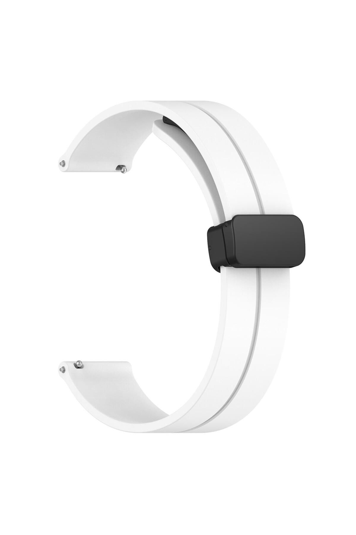 Microsonic Huawei Watch 5 46mm Kordon Ribbon Line Beyaz