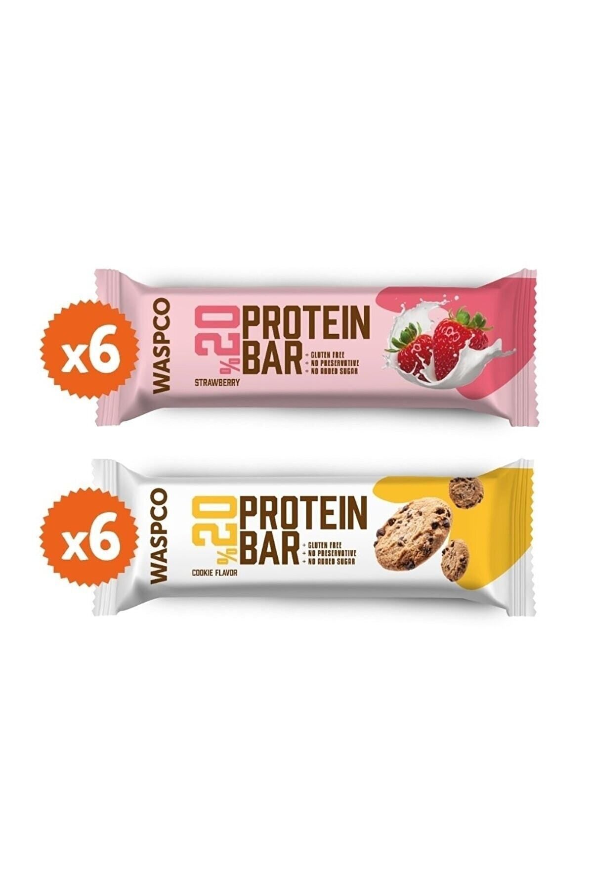 Waspco Protein Bar Karma Kutu 40g Çilekli Ve Kurabiye Aromalı 12 Adet (2 ÇEŞİT)