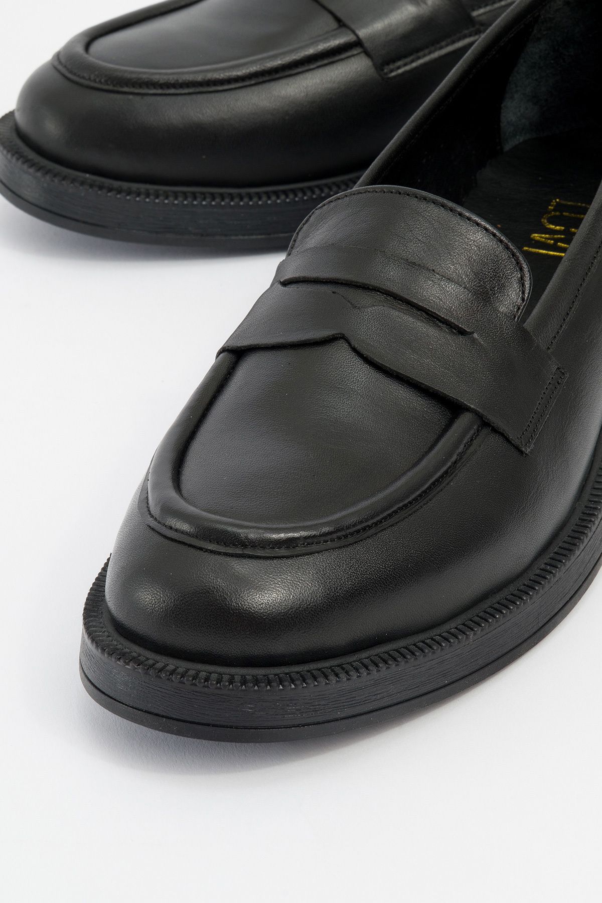 LuviShoes-PLINE Damen-Loafer-Schuhe aus schwarzem Leder und echtem Leder 3