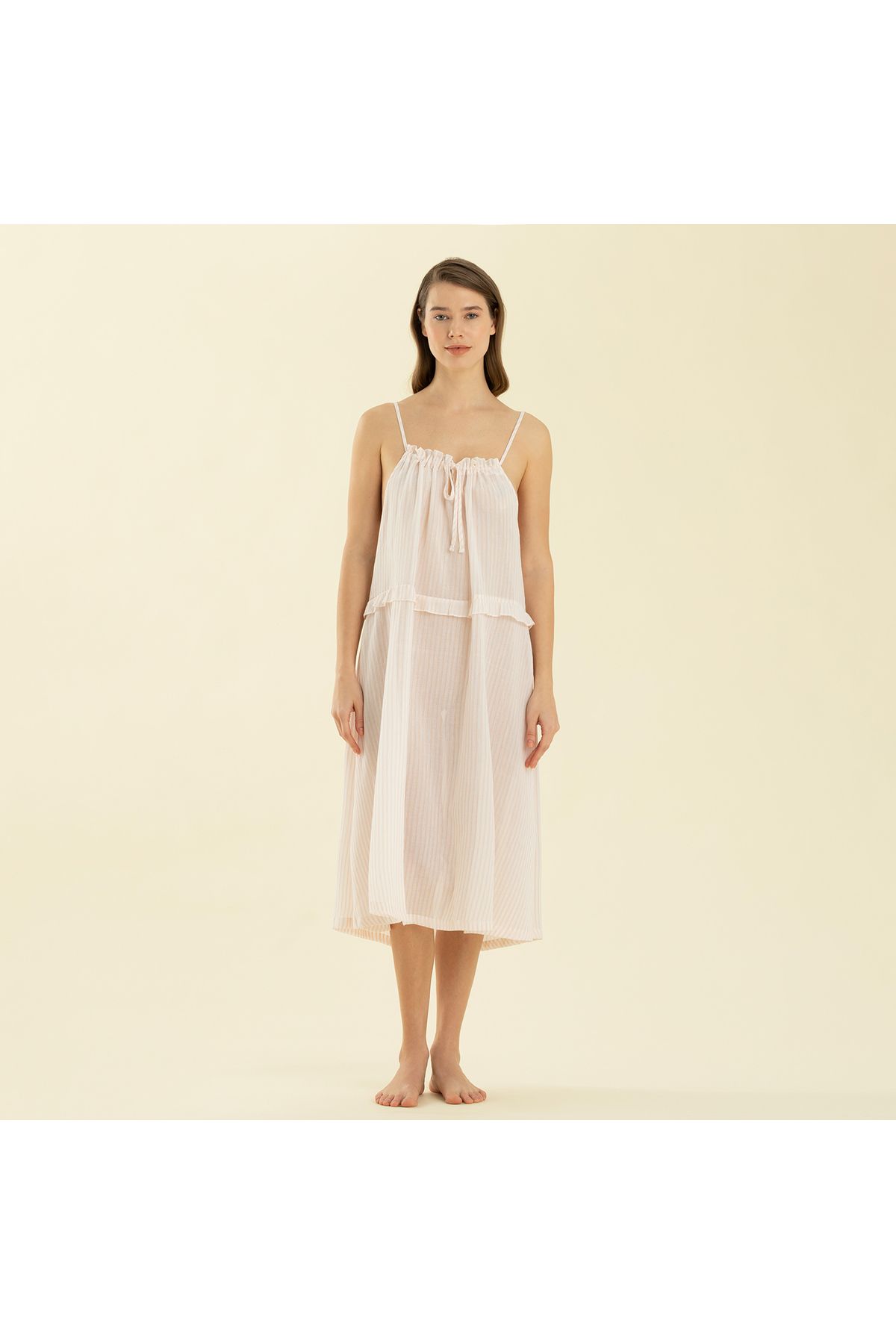 Chakra-Elegant Nightgown White/Pink 1