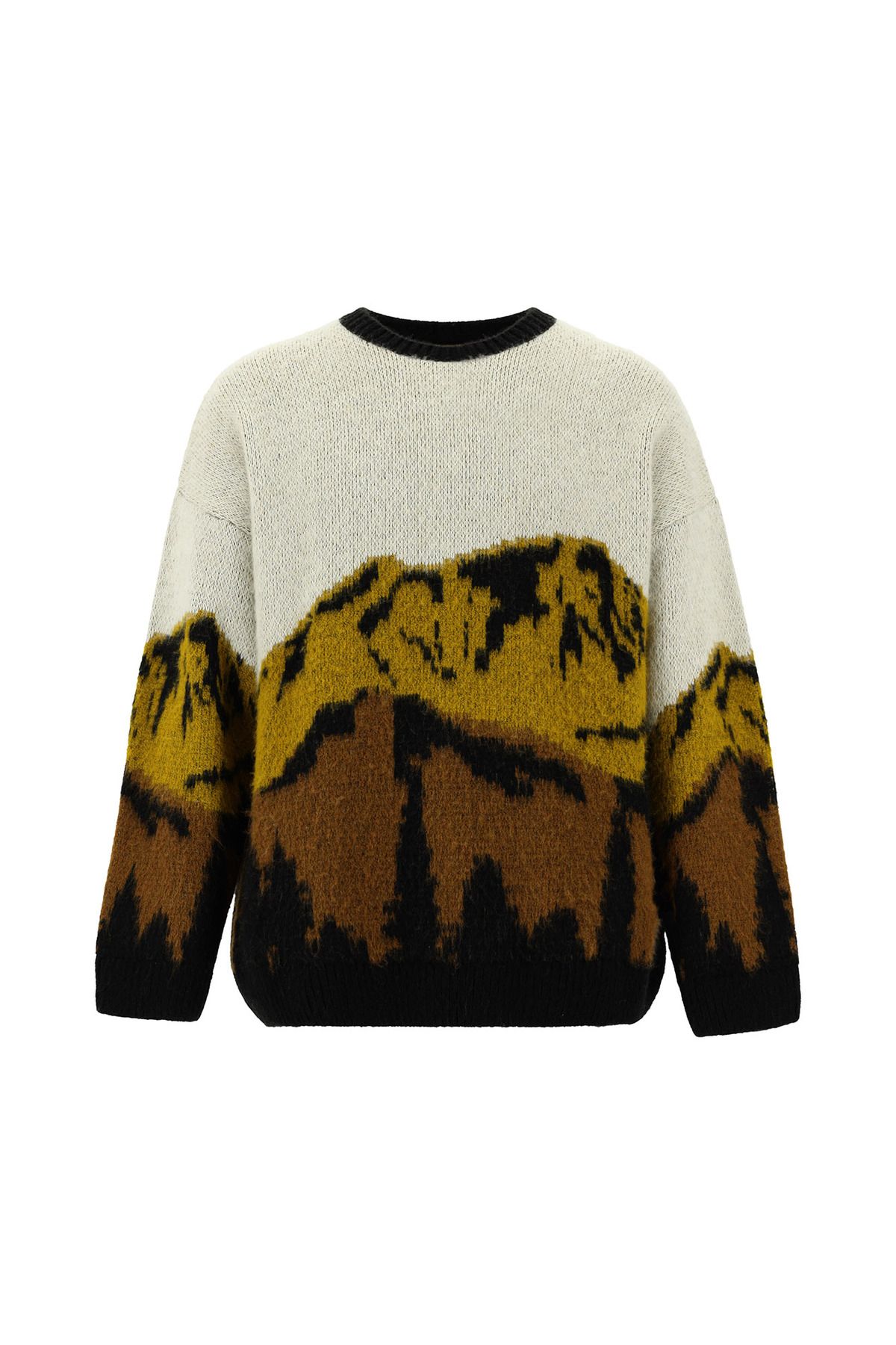 Kiğılı-Crew Neck Oversize Patterned Knitwear Sweater 7