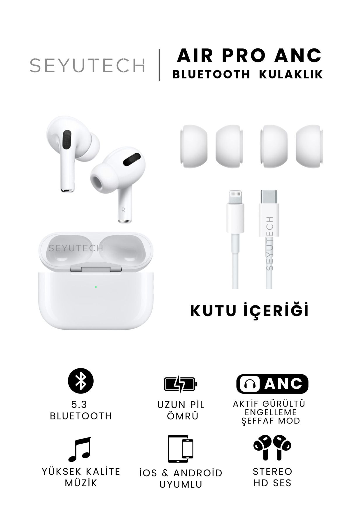 SEYUTECH Air Pro Anc Gürültü Engelleyici Bluetooth Kulaklık Ios Ve Android Uyumlu Kablosuz Kulaklık-6