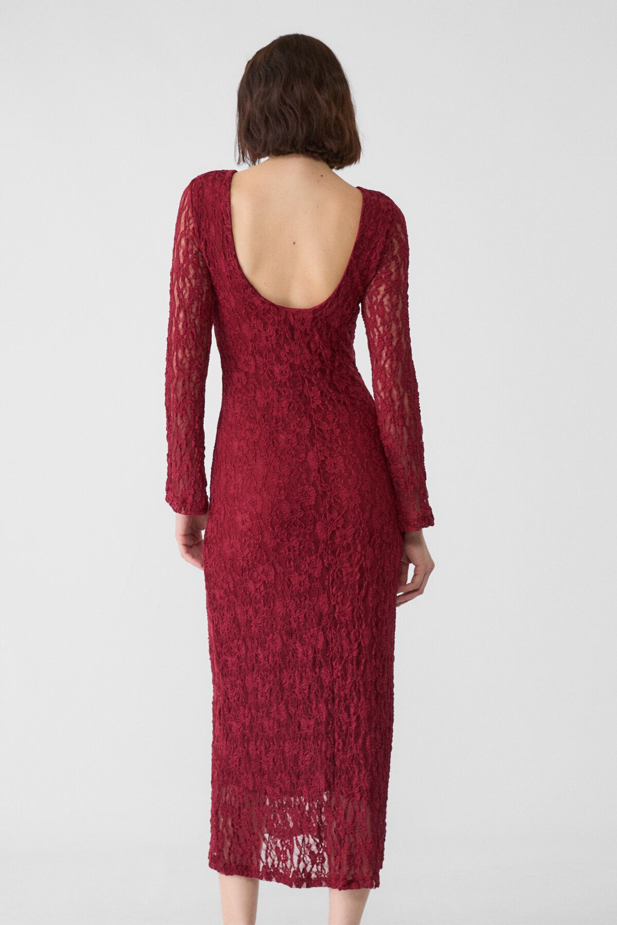 Stradivarius-Lace-trimmed midi dress 3