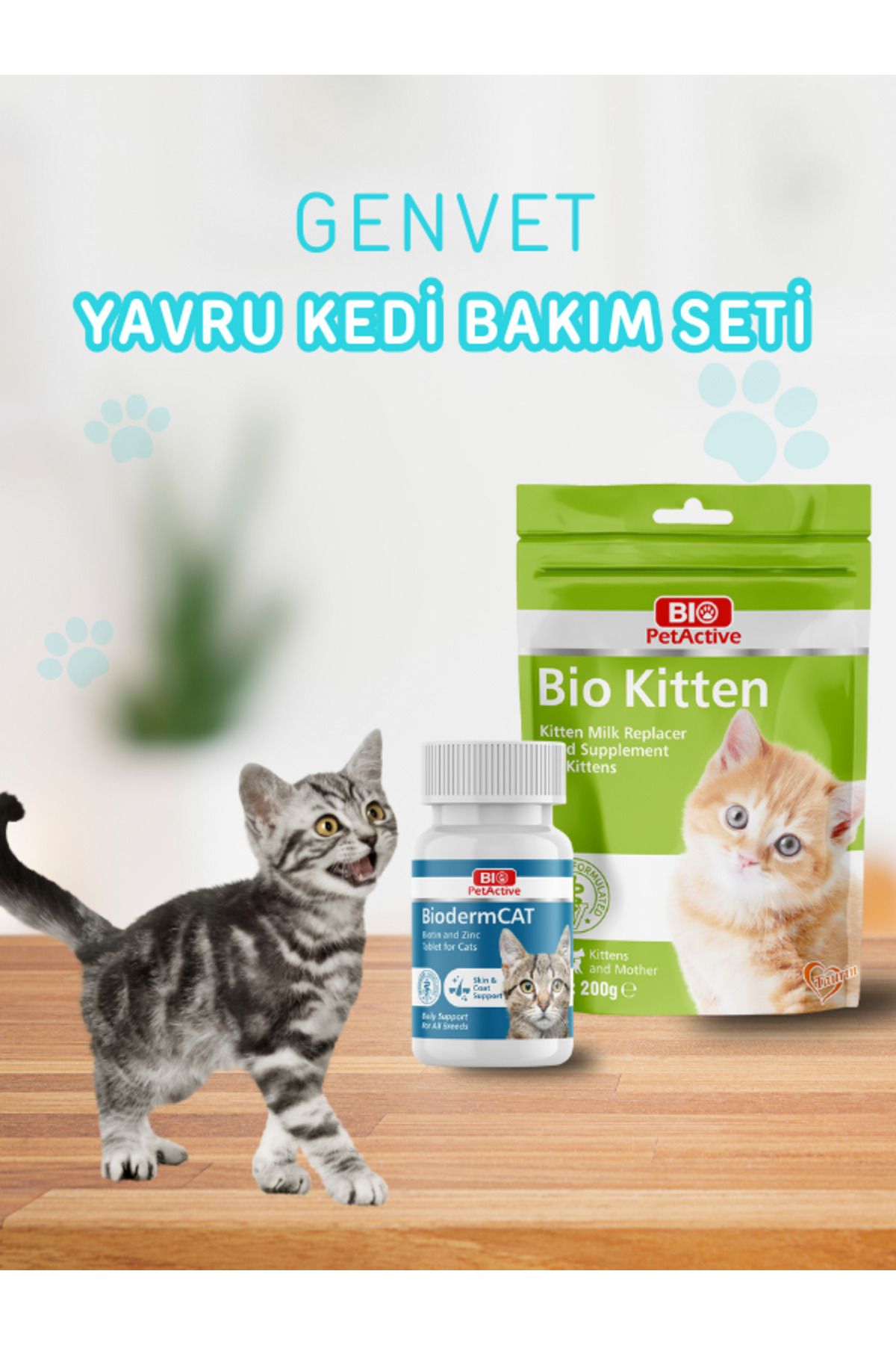 Bio PetActive Genvet Yavru Kedi Bakım İkilisi