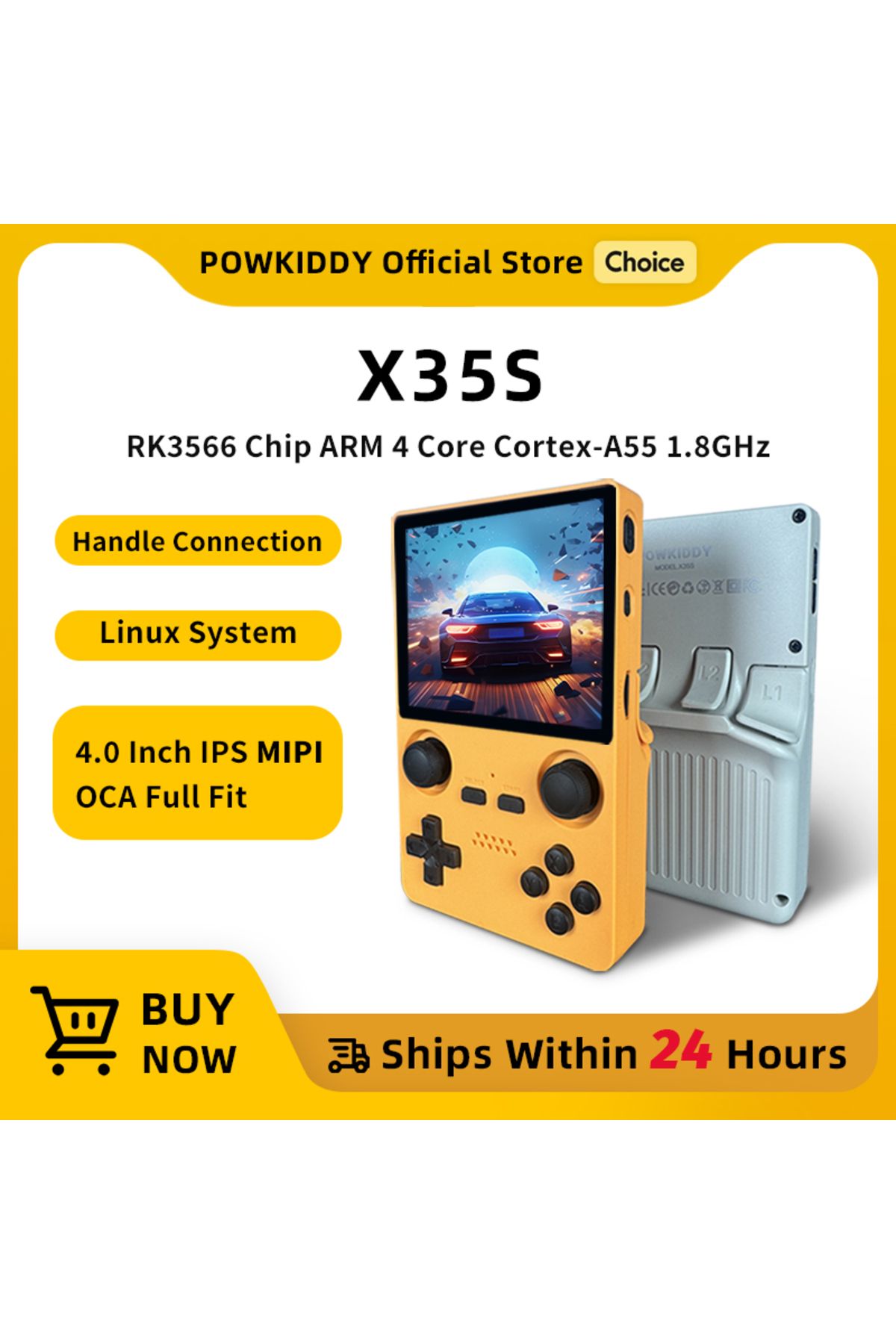 POWKIDDY-X35S 3.5 inchIPS Screen 640(MIPI)x480 Retro Handheld Game Console PS Open Source System ... 2
