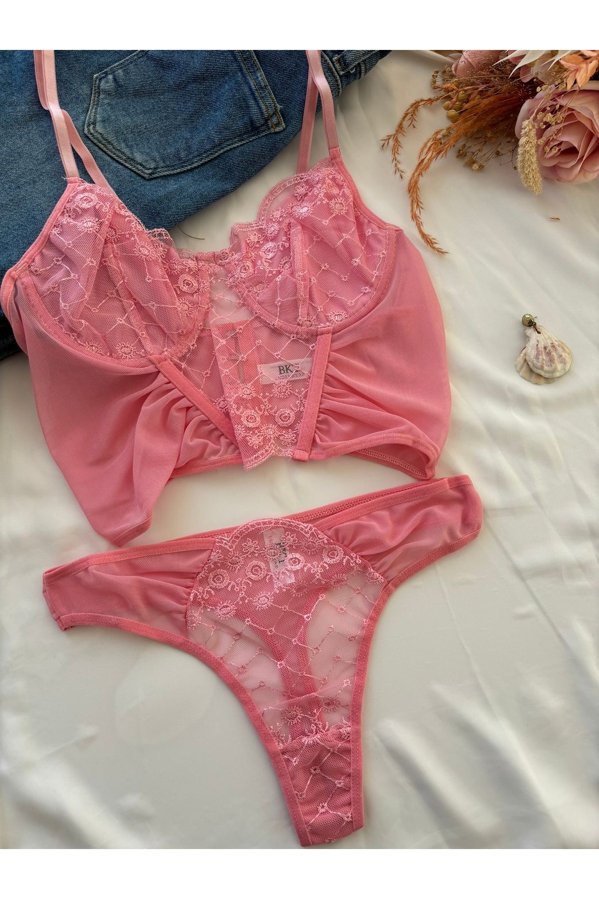 BKT-Pink Bralet and Top Suit Set 2