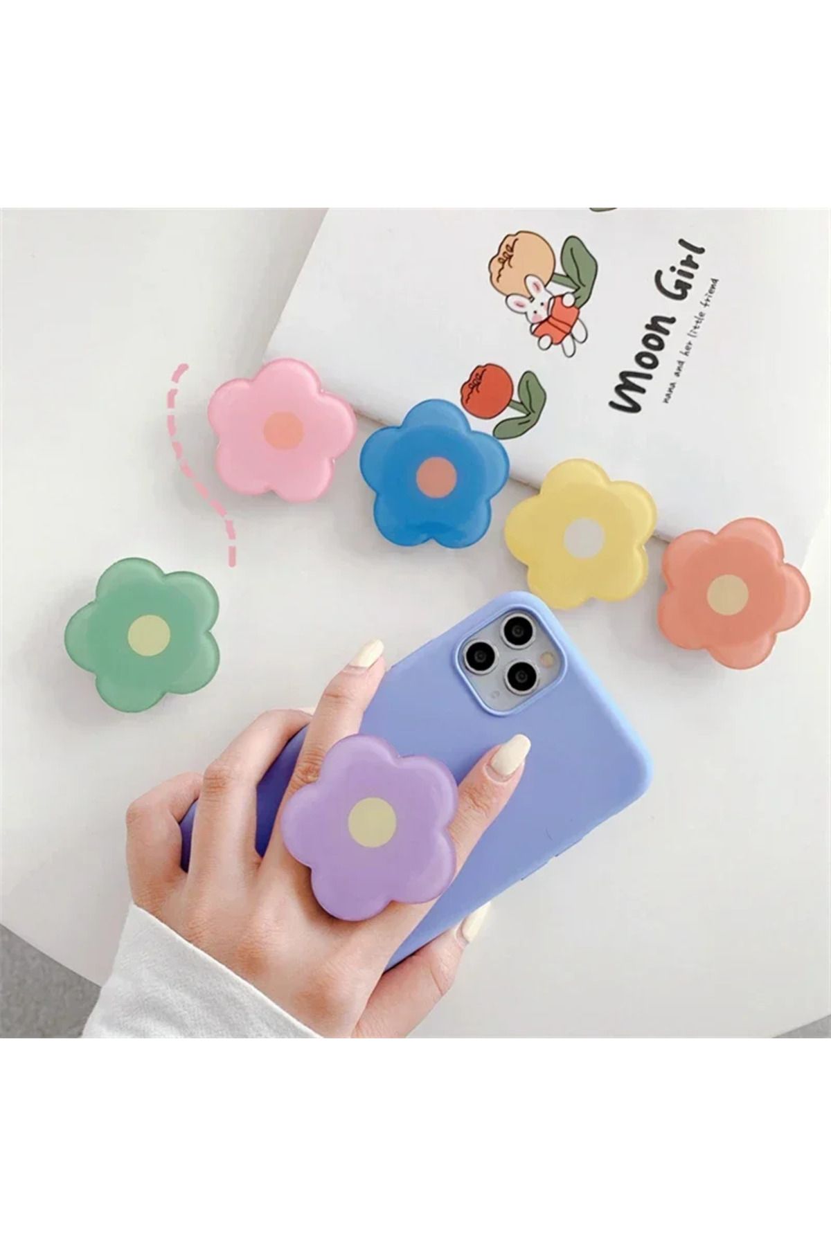 Choice-Cute Flower Folding Expandable Mobile Phone Grip Holder Socket Pocket Support for IPones 15 Finge... 3