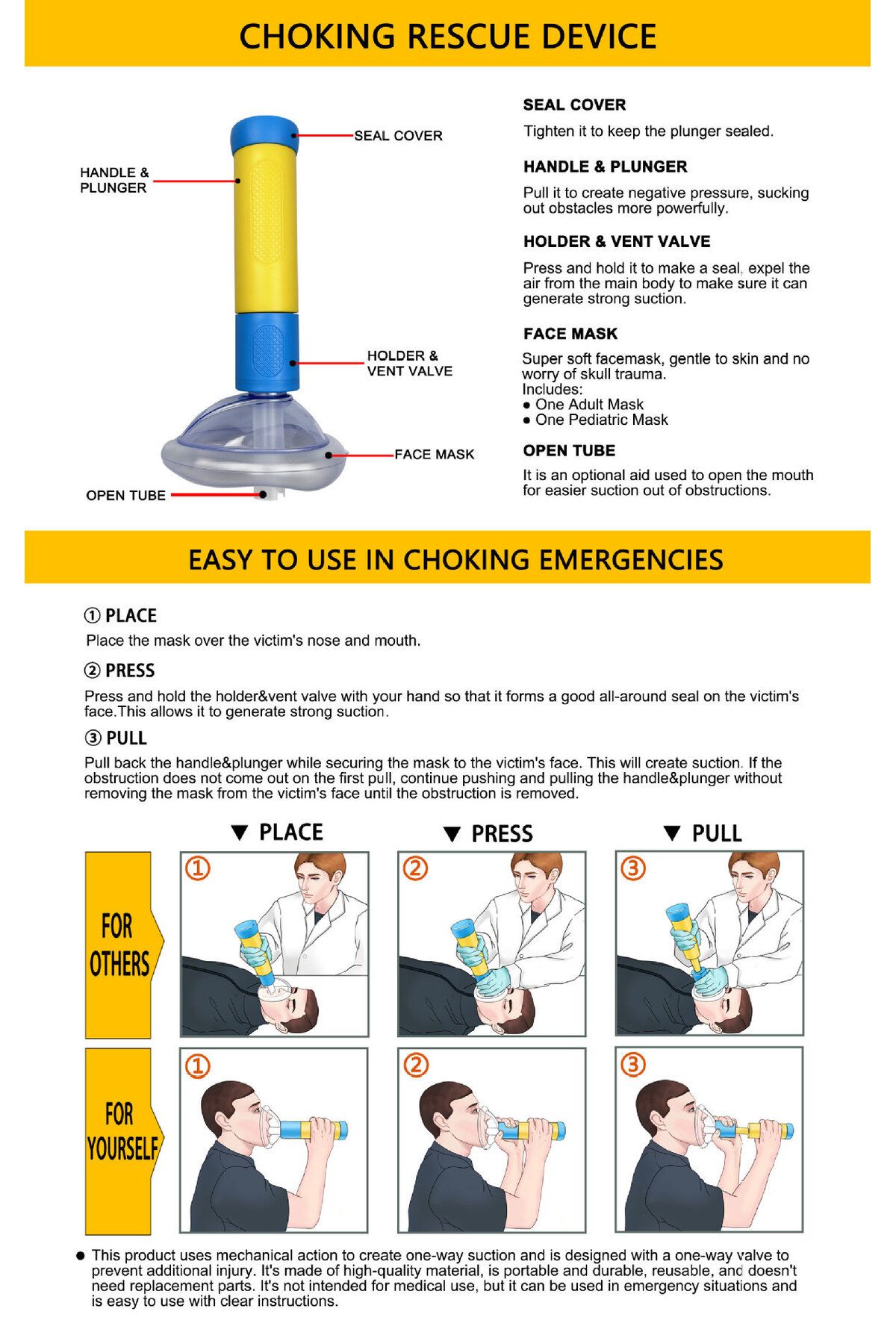 Choice-Upgrade Portable Anti Choking Device Choking Emergency Life Saving Suction Vac Anti Choke Device ... 7