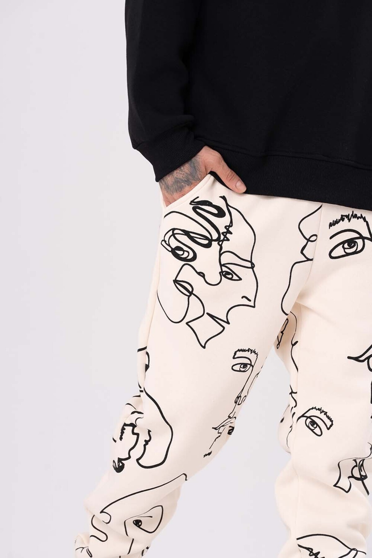 go gang own-Face Elastic Waist and Leg Raised Tracksuit Bottom 8