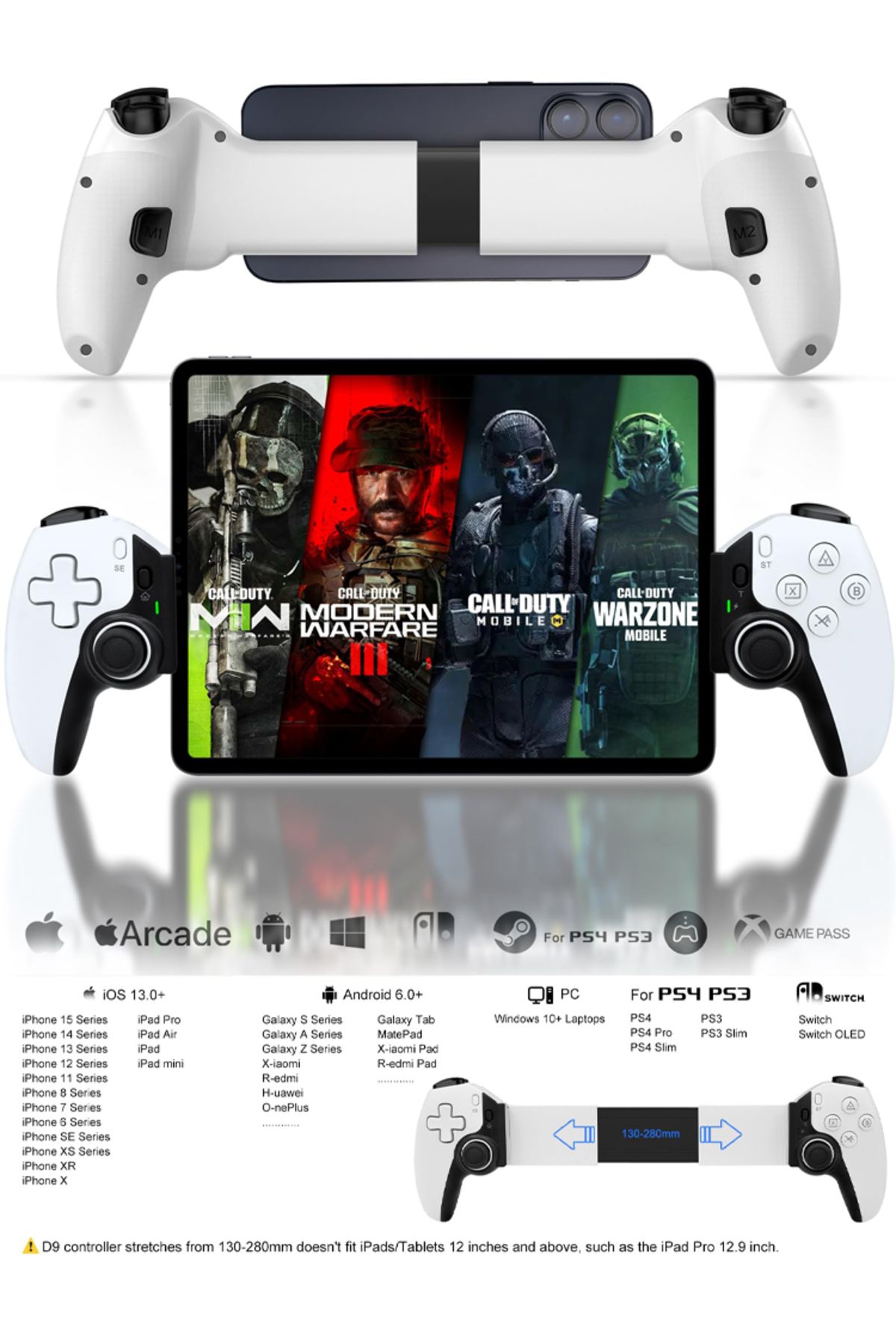 DIXSG-NEW D9 Mobile Phone Gamepad Dual Vibration Bluetooth-Compatible 5.2 Wireless Gaming Controller 6-... 8