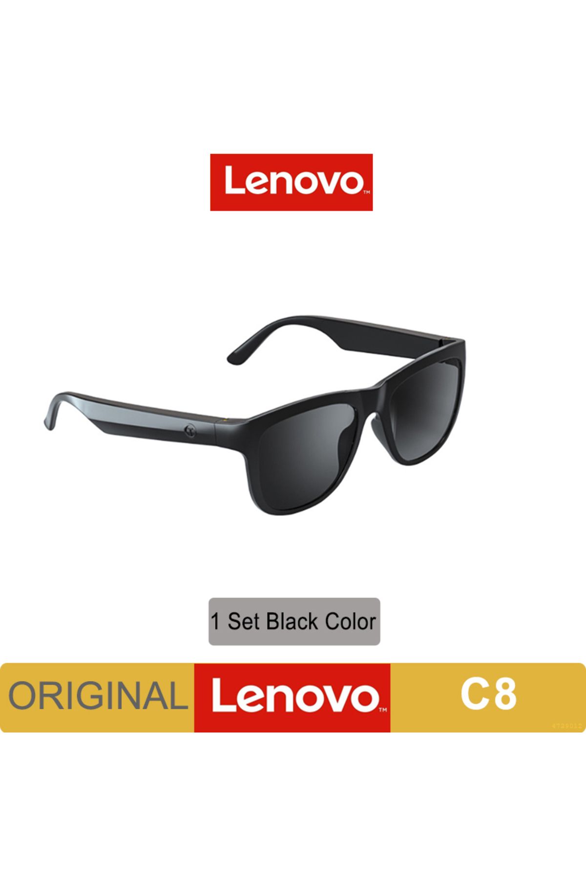 Choice-Lenovo C8 Black New Original Lenovo Lecoo C8 Smart Glasses Headset Wireless Bluetooth Sunglasses Out 1