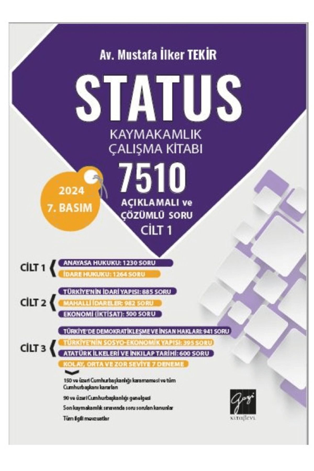 Gazi Kitabevi Status Kaymakamlık Çalışma Kitabı 7510 Açıklamalı Ve Çözümlü Soru / Gazi Kitabevi / 9786253655242