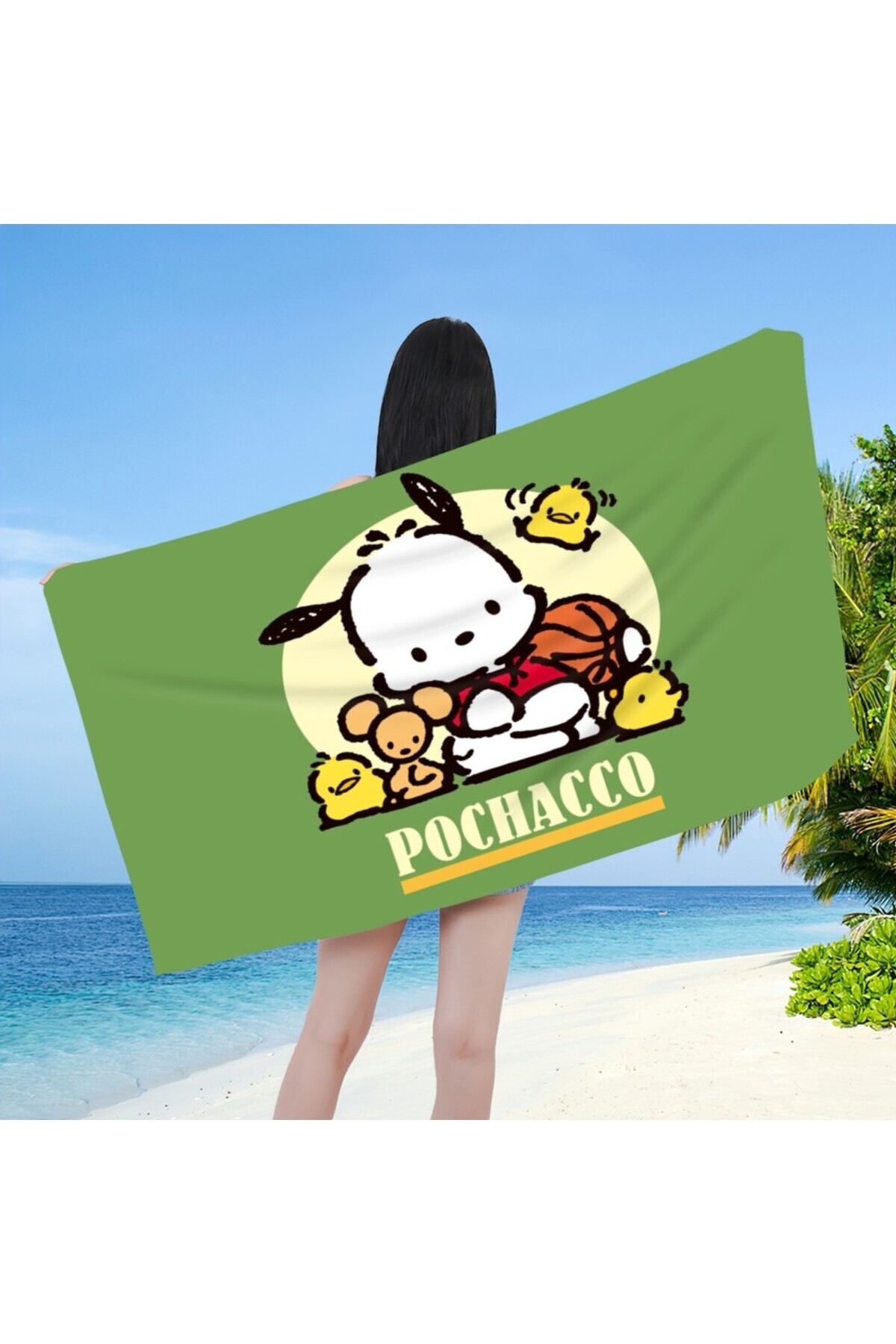 Miniso-Sanrio pochacco towel beach towel sun shawl yoga towel swimming running quick dry towel... 6
