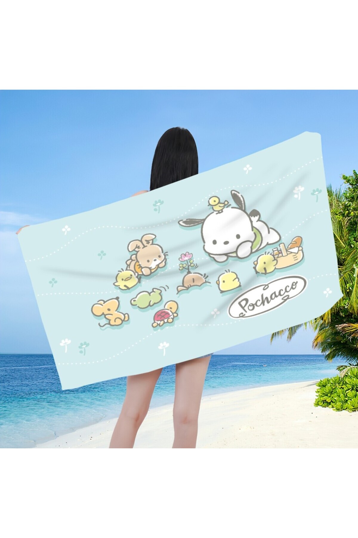 Miniso-Sanrio pochacco towel beach towel sun shawl yoga towel swimming running quick dry towel... 1